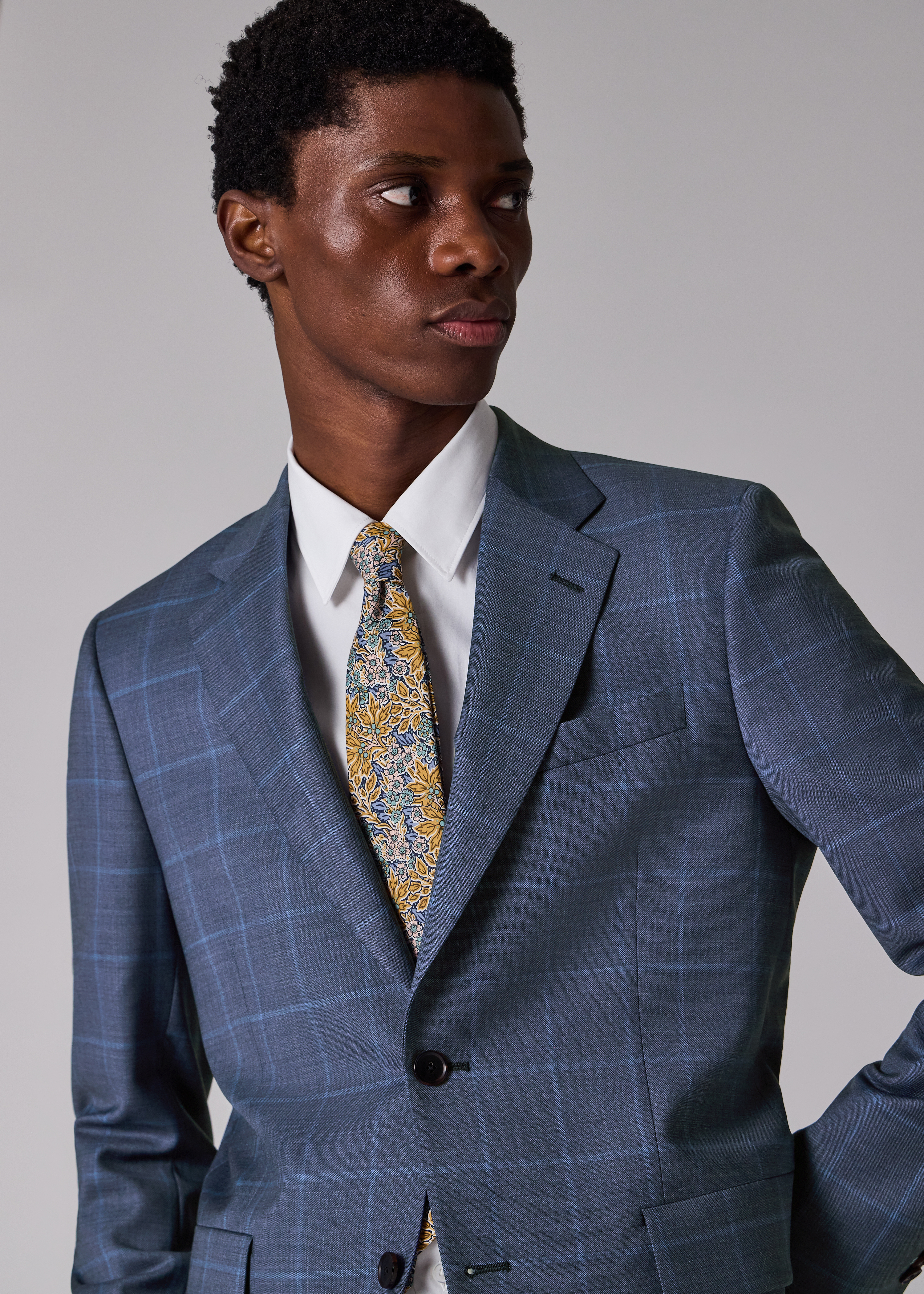 Paul Smith The Brierley - Light Blue Windowpane Check Wool Suit