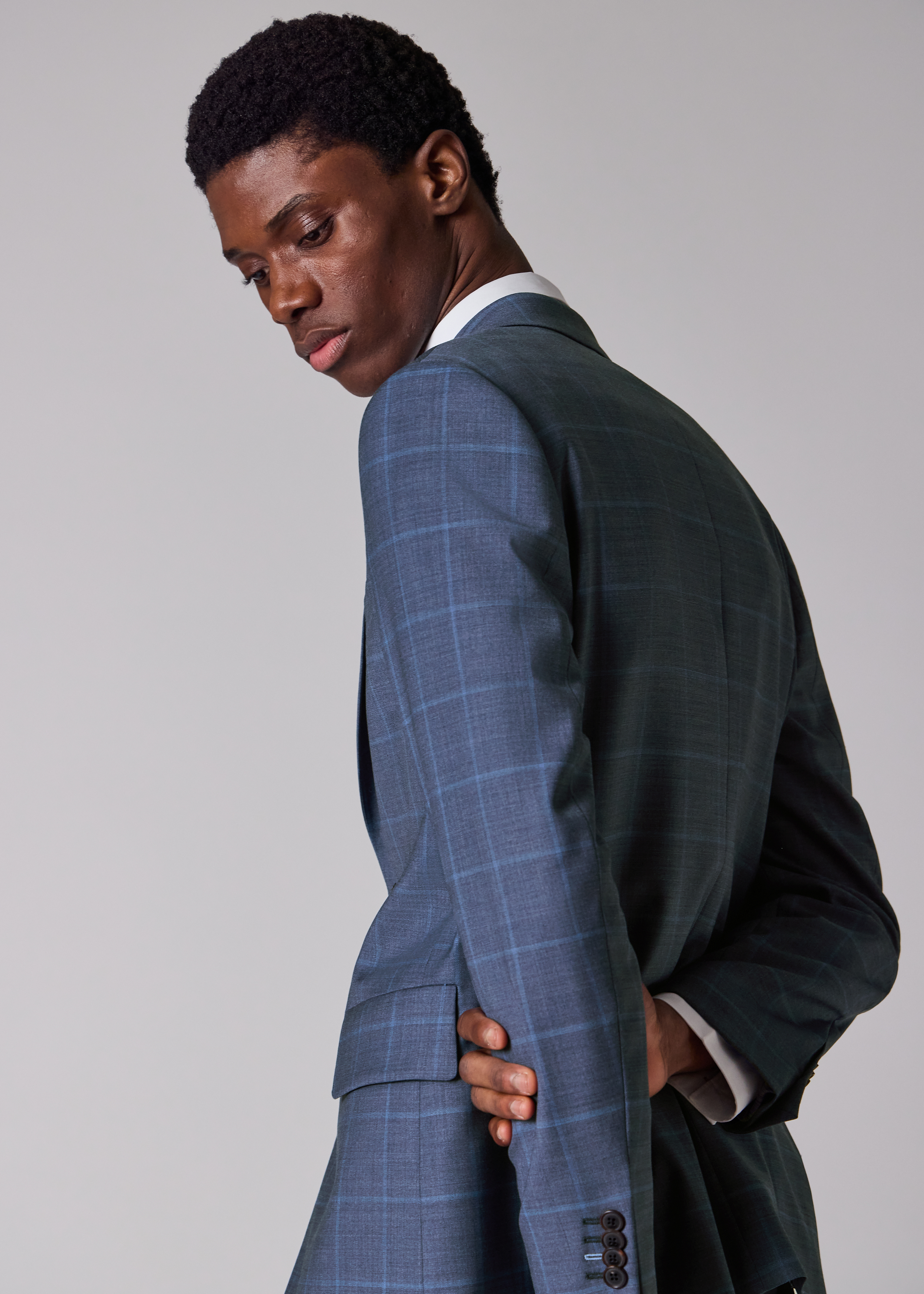 Paul Smith The Brierley - Light Blue Windowpane Check Wool Suit