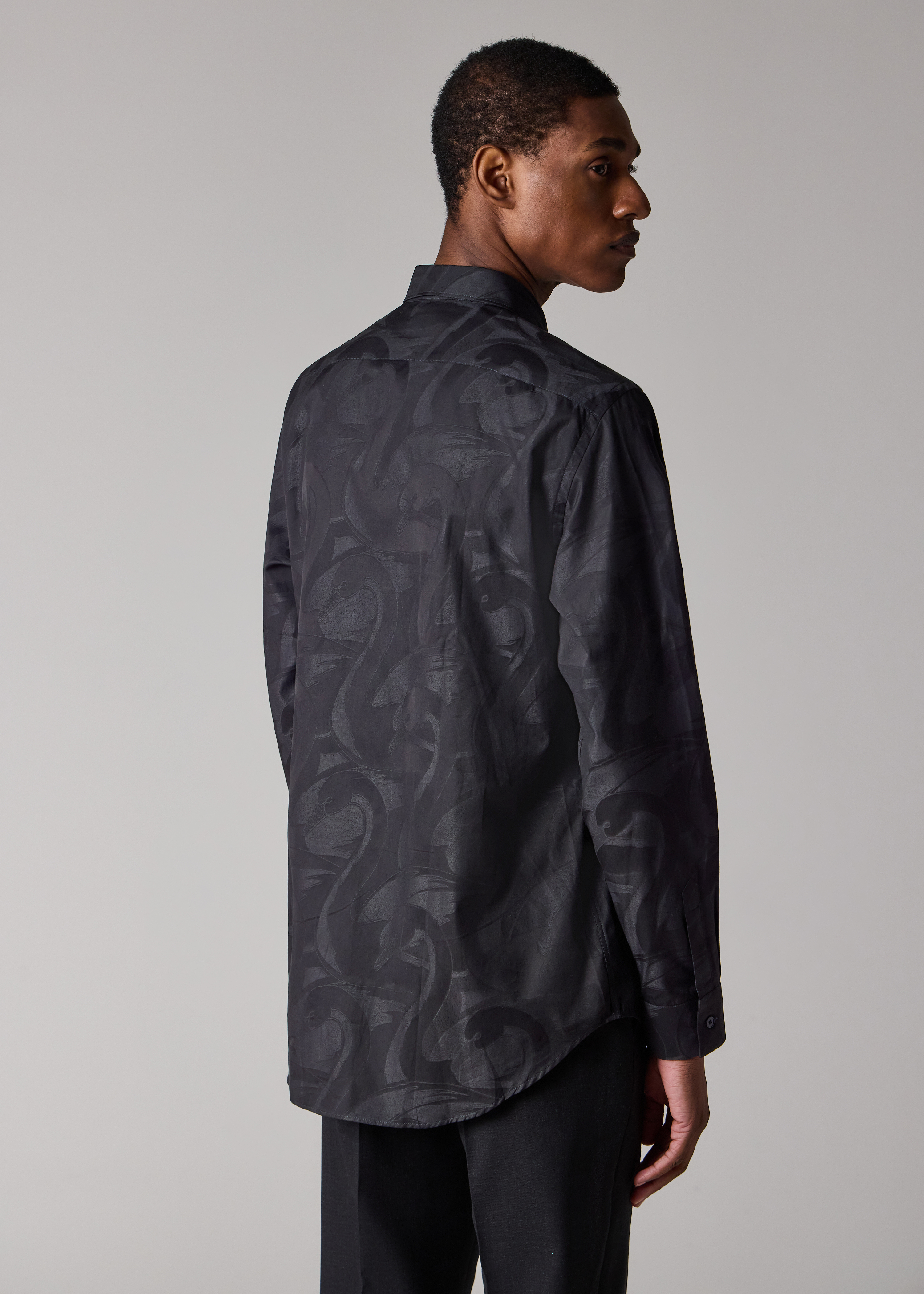 Black 'Swan' Jacquard Cotton Shirt