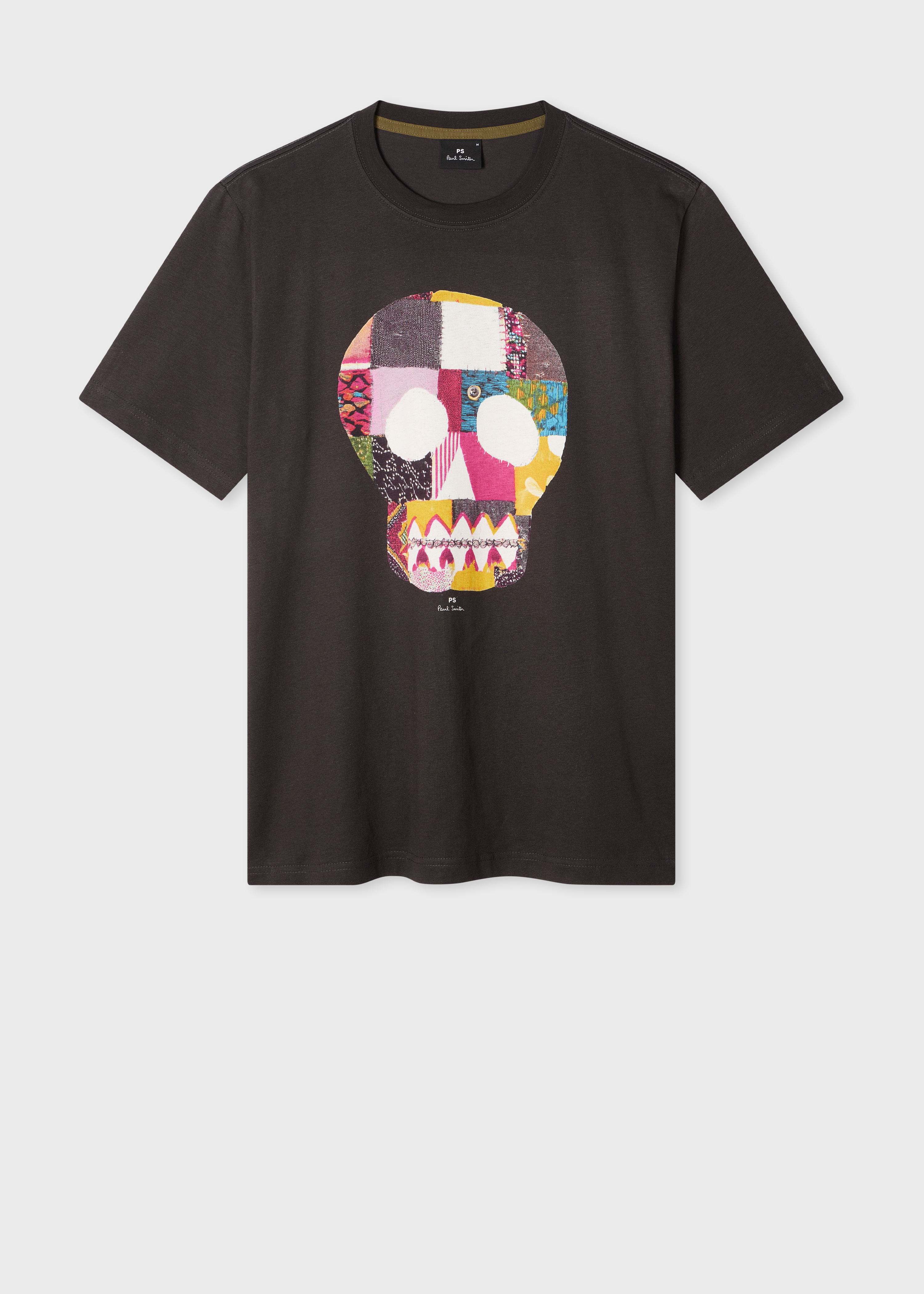 Men's Charcoal Grey 'Fabric Skull' Print T-Shirt