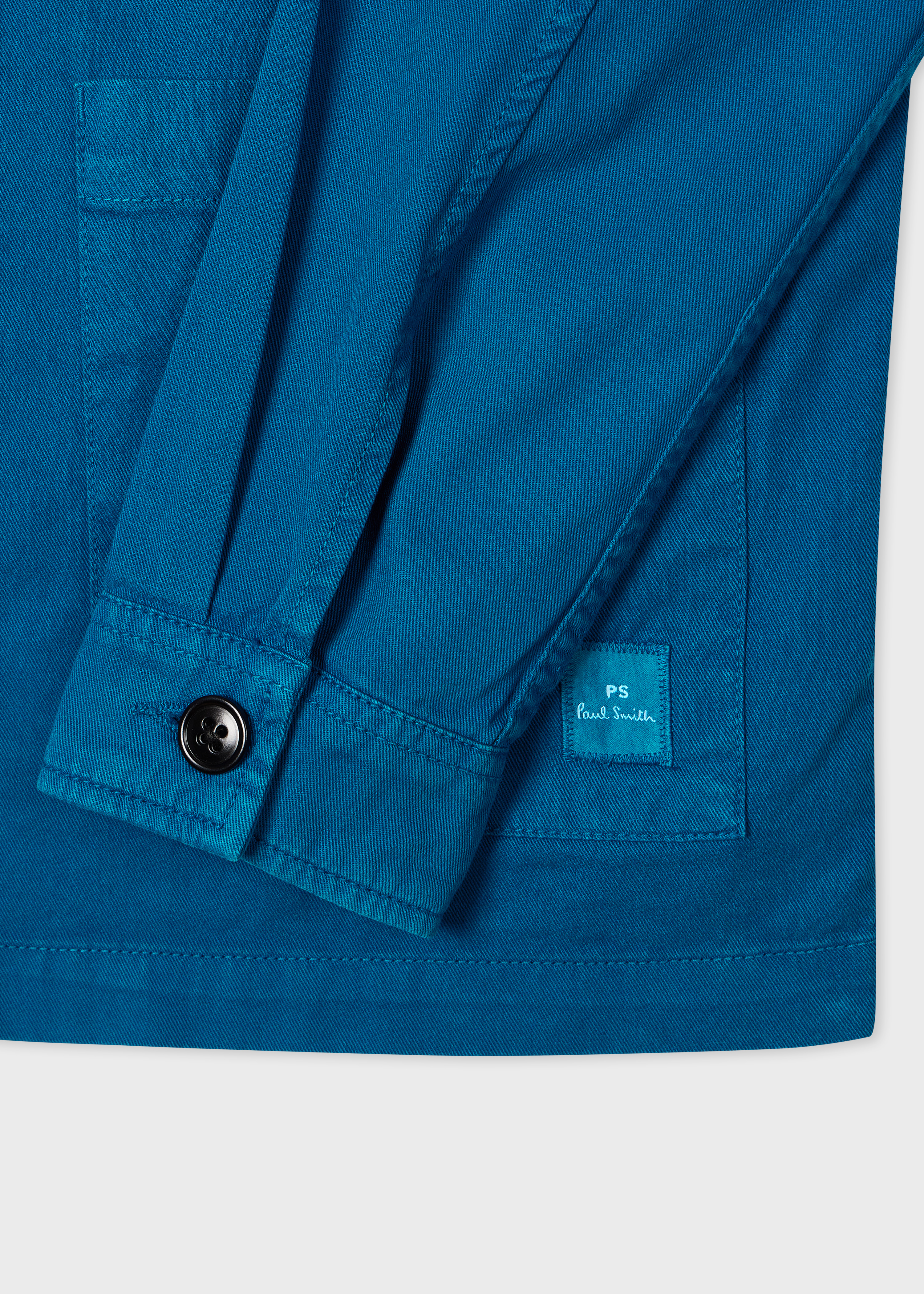 Men's Ocean Blue Cotton-Twill 'Stitch Stripe' Work Jacket