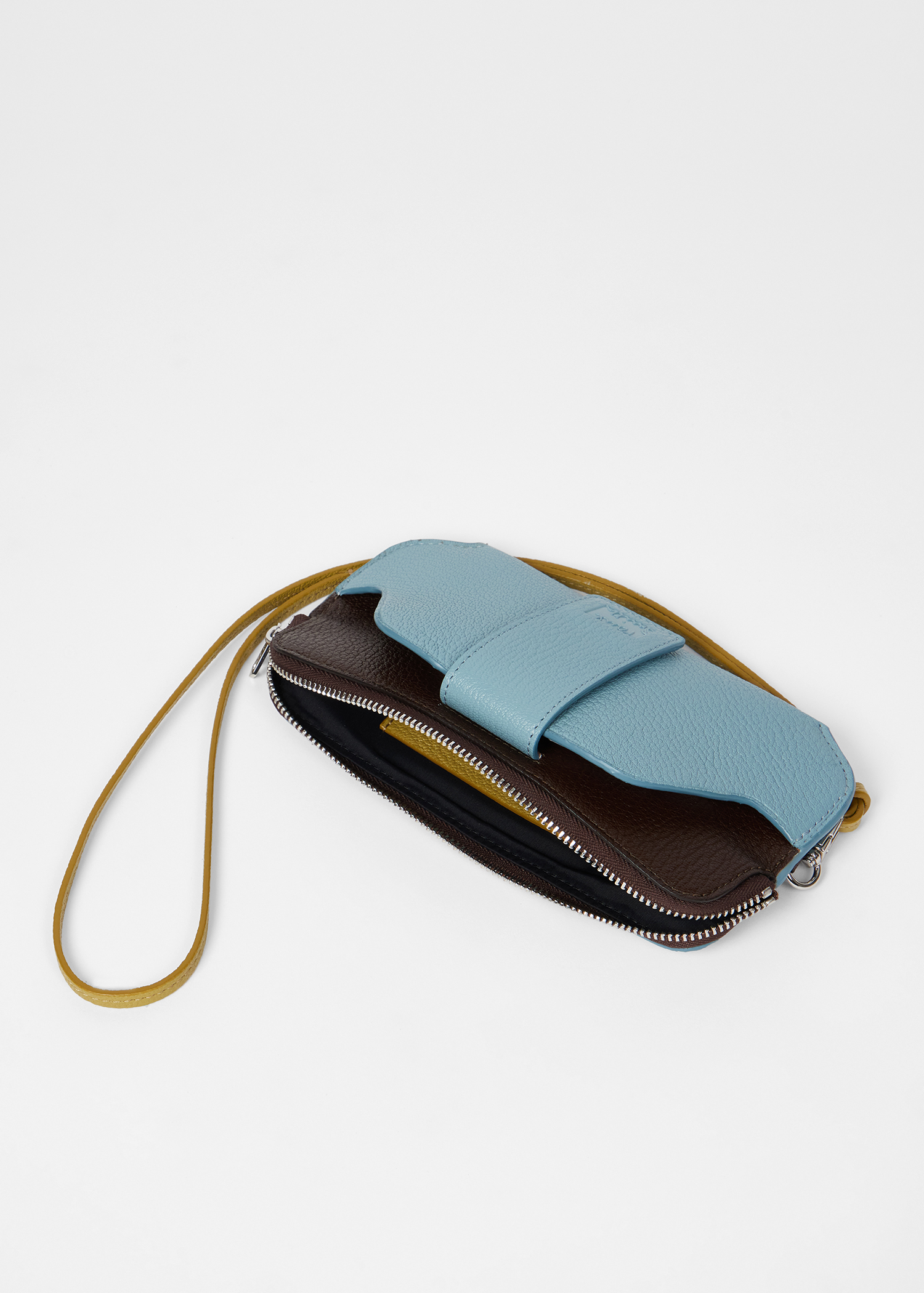 Light Blue Leather Travel Pouch