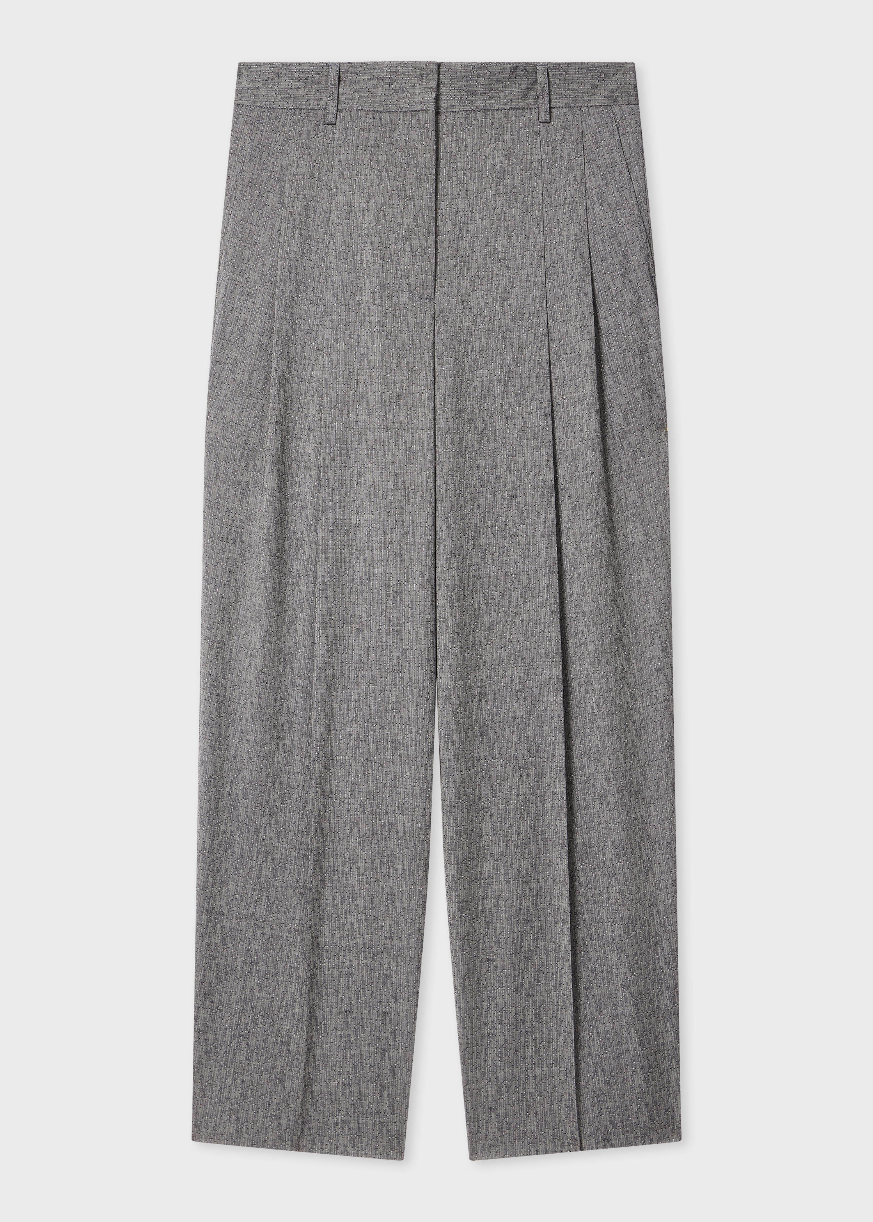 Paul Smith Women's Grey Textured Wool Pleated Trousers | King's Cross