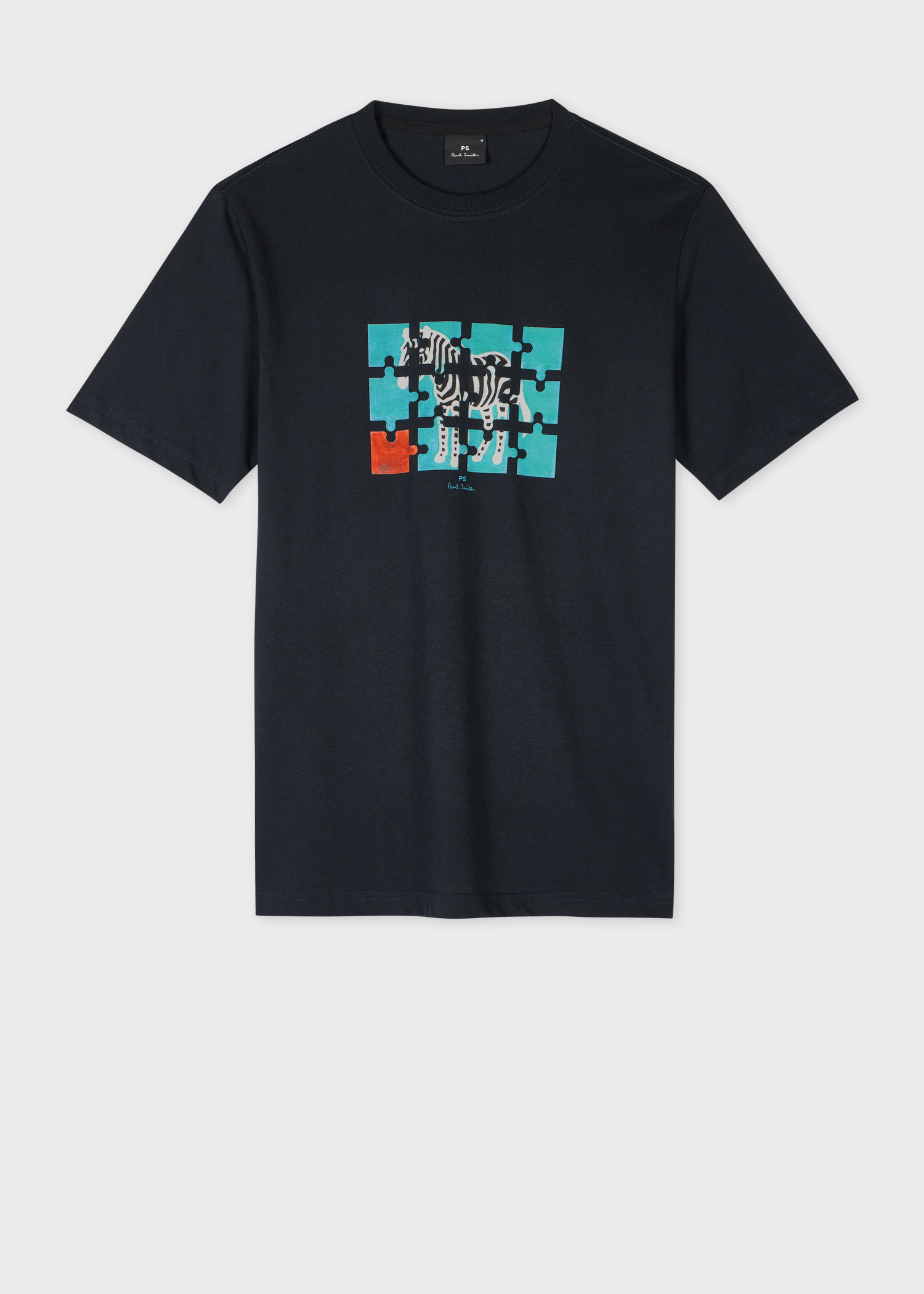 Men's Navy 'Jigsaw Zebra' Print T-Shirt