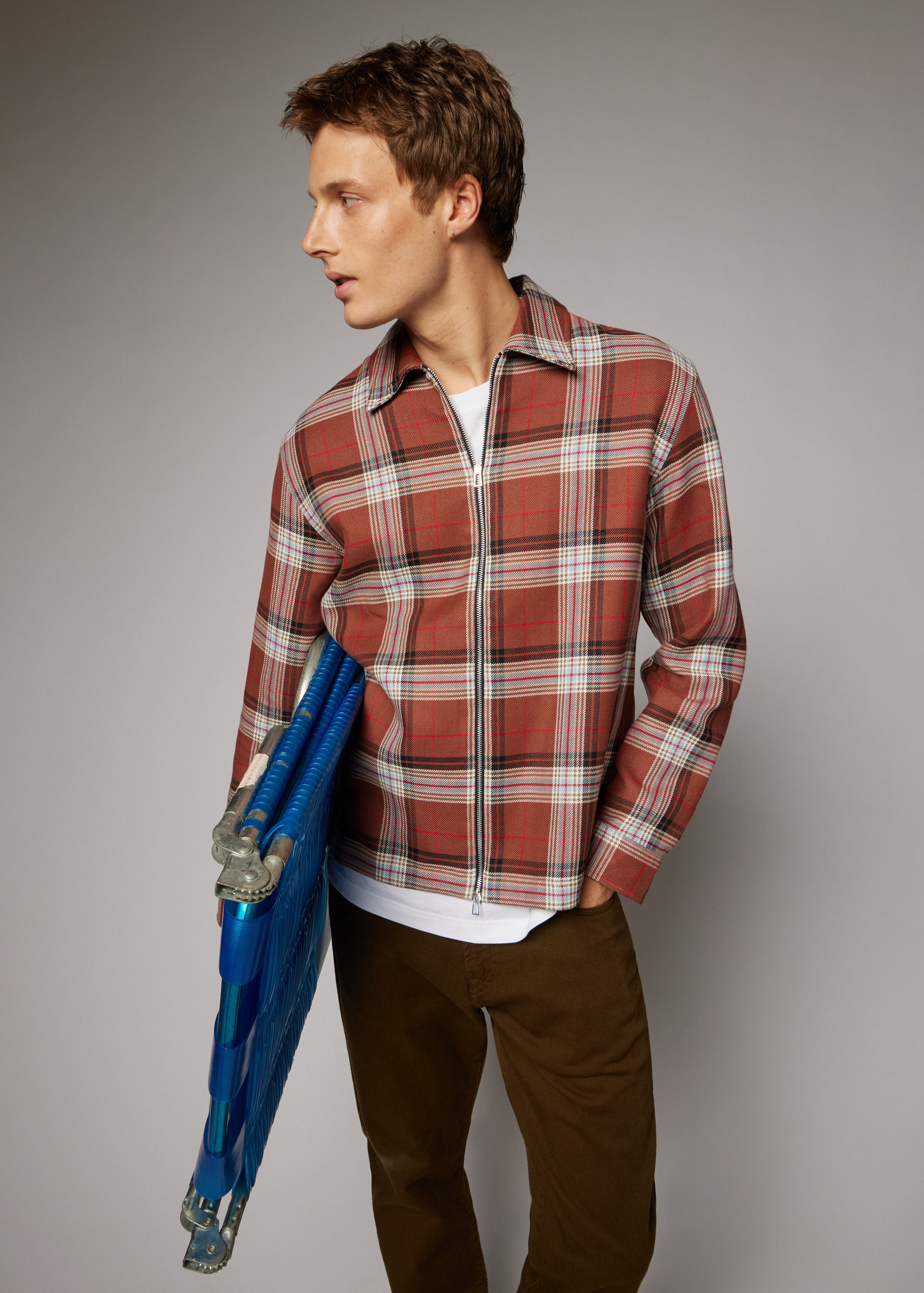 Universal Works Brown Sedona Tweed Zip Shirt | King's Cross
