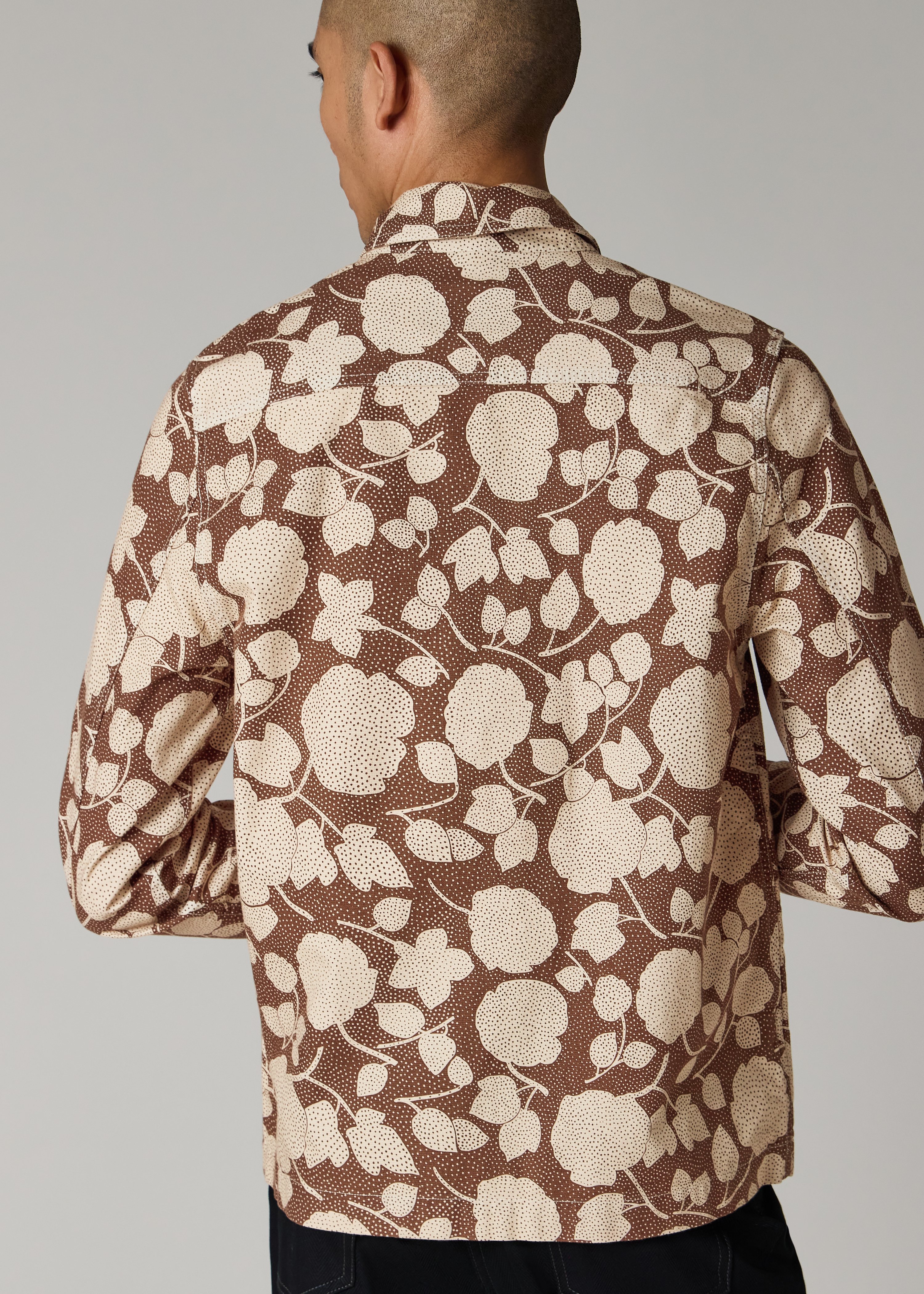 PS Paul Smith Brown 'Perforated Floral' Cotton Zip Jacket | King's