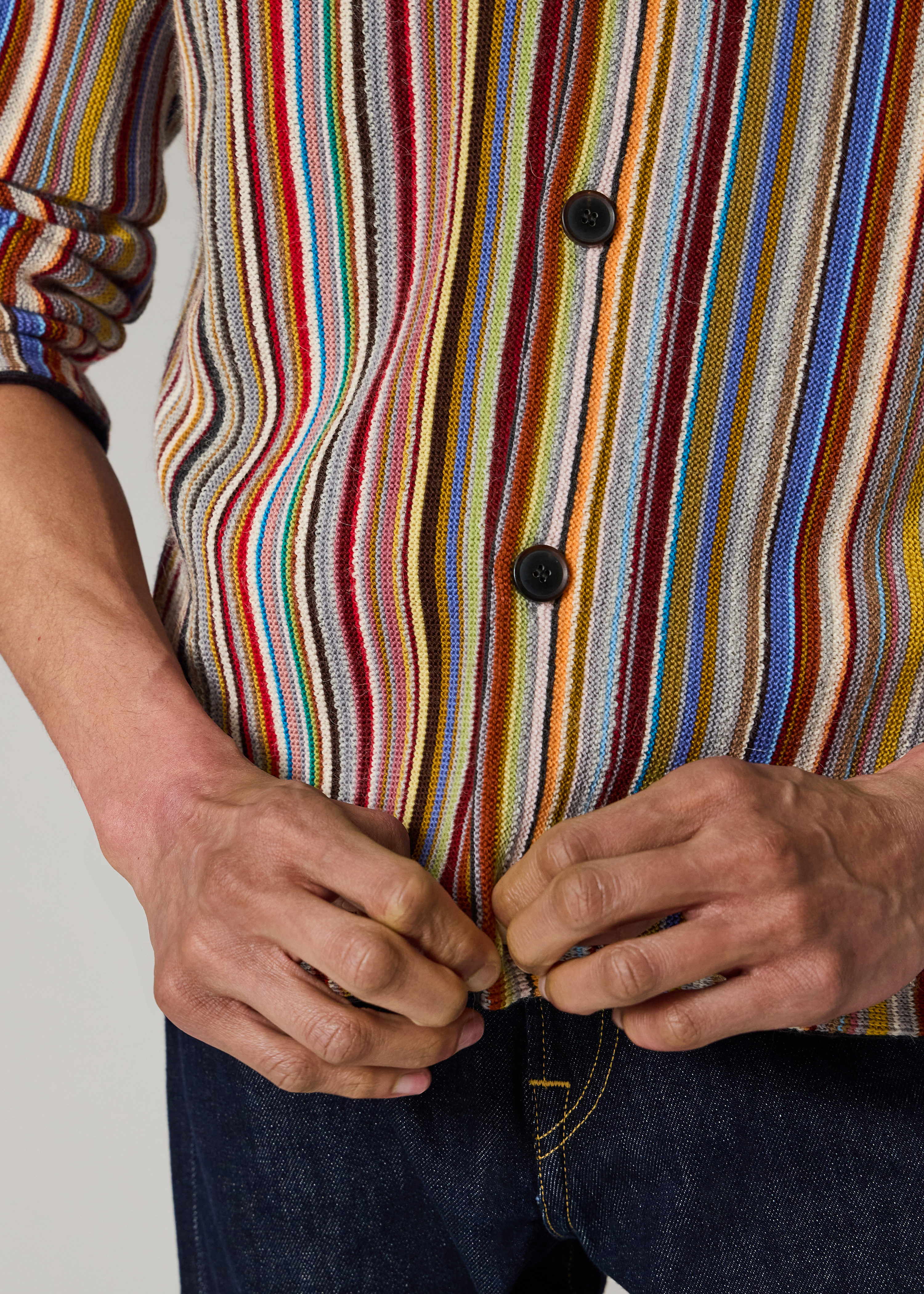 Men's 'Signature Stripe' Merino Wool-Blend Cardigan