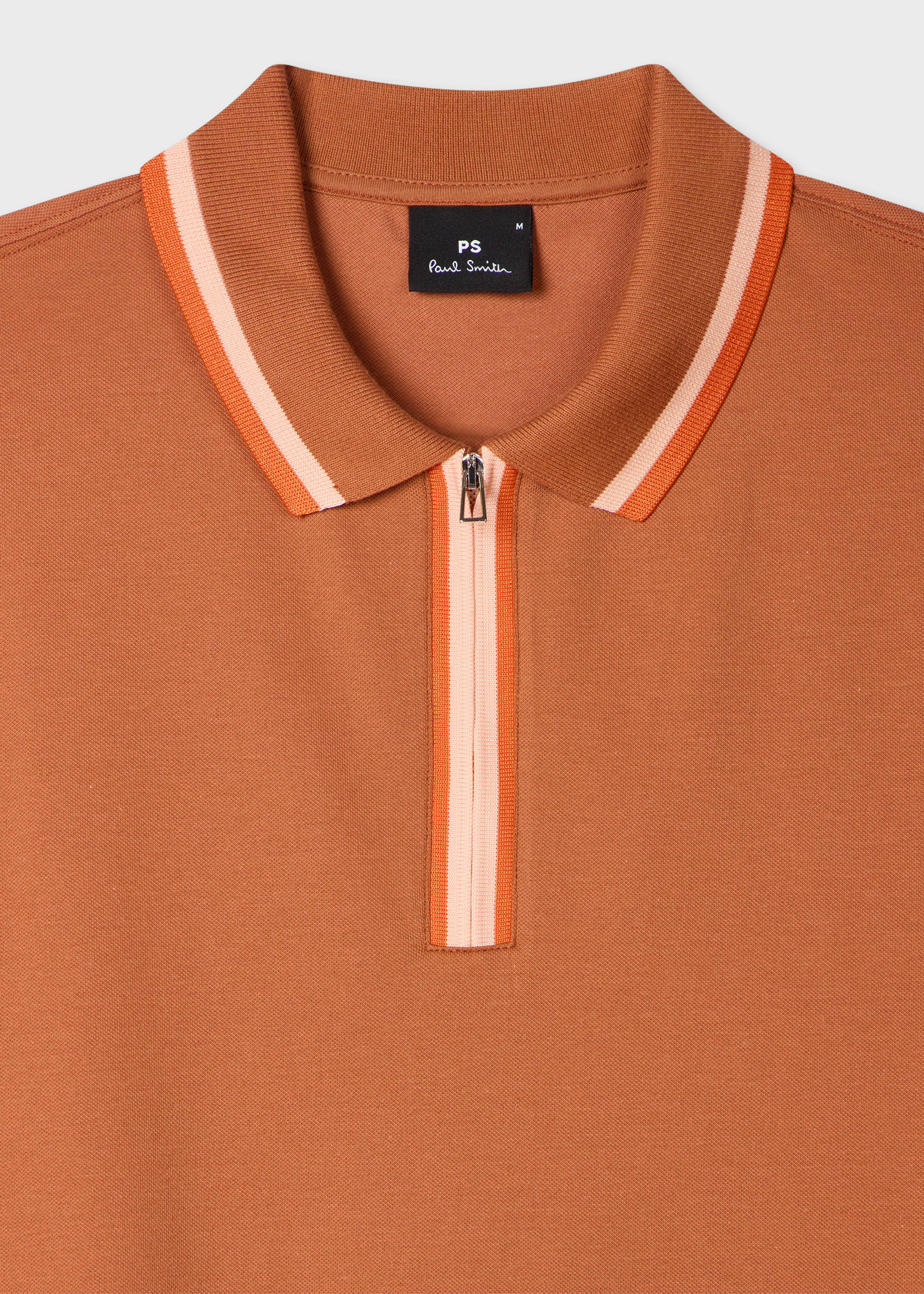 Men's Grey Contrast Tipping Zip Polo Shirt