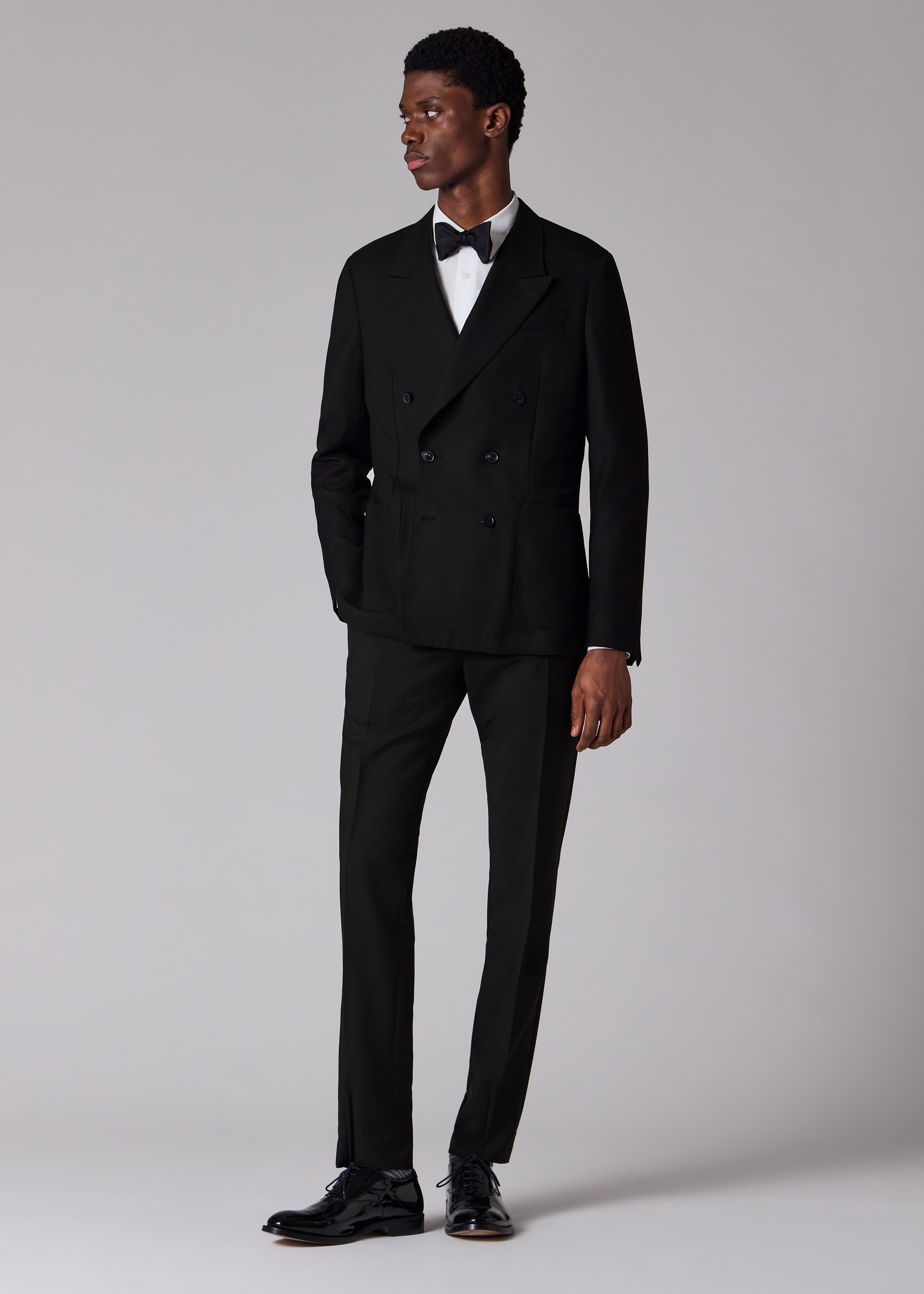 A Suit To Travel In - Black Double-Breasted Wool Blazer thumbnail 2