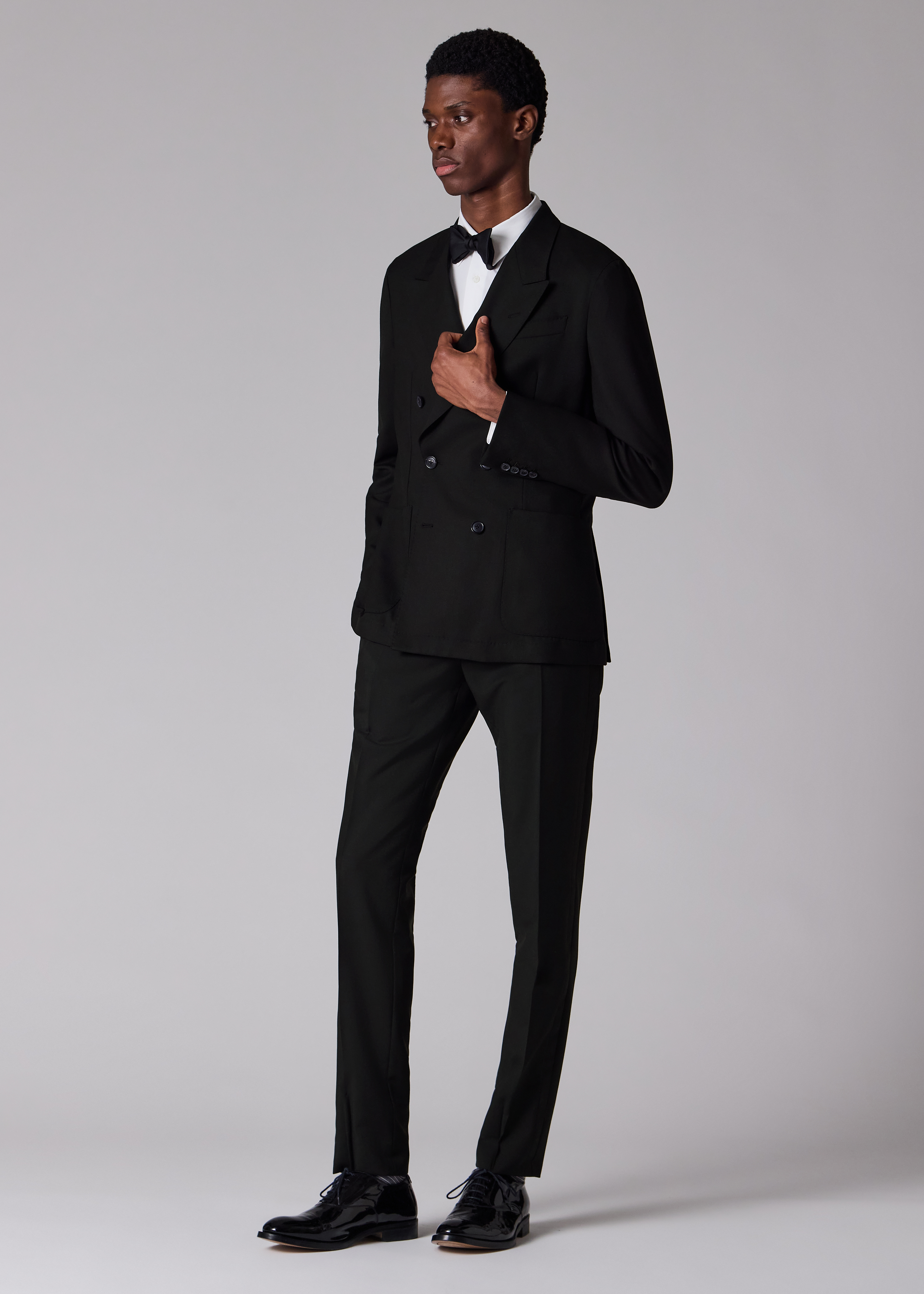 A Suit To Travel In - Black Double-Breasted Wool Blazer thumbnail 4