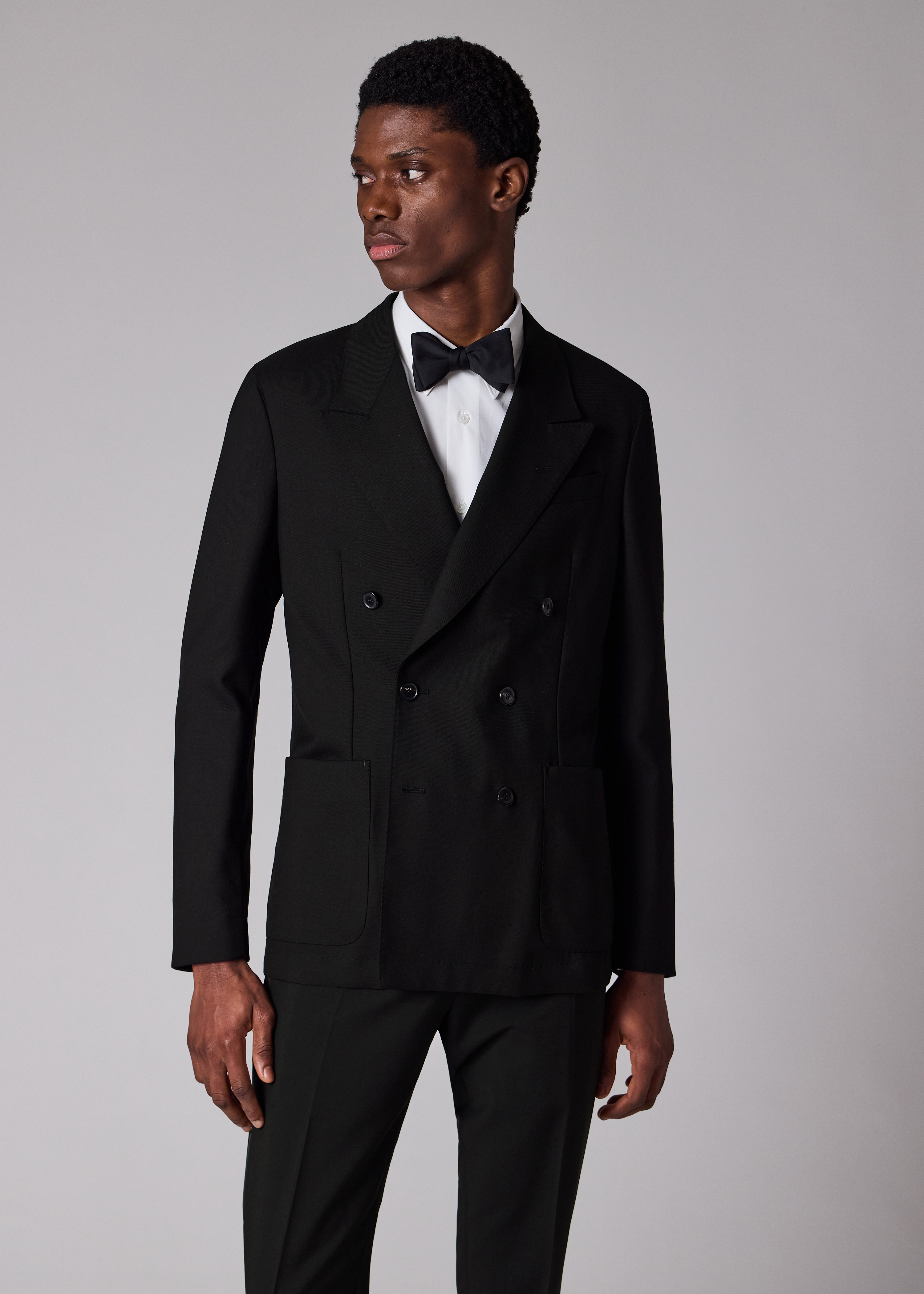 A Suit To Travel In - Black Double-Breasted Wool Blazer primary image