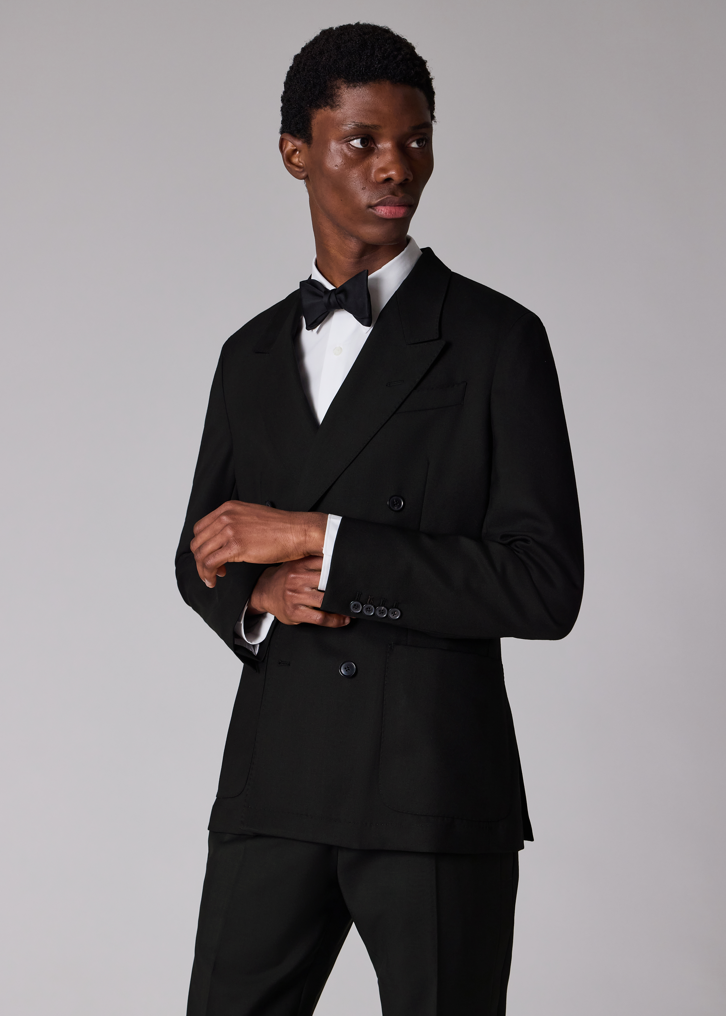A Suit To Travel In - Black Double-Breasted Wool Blazer thumbnail 7