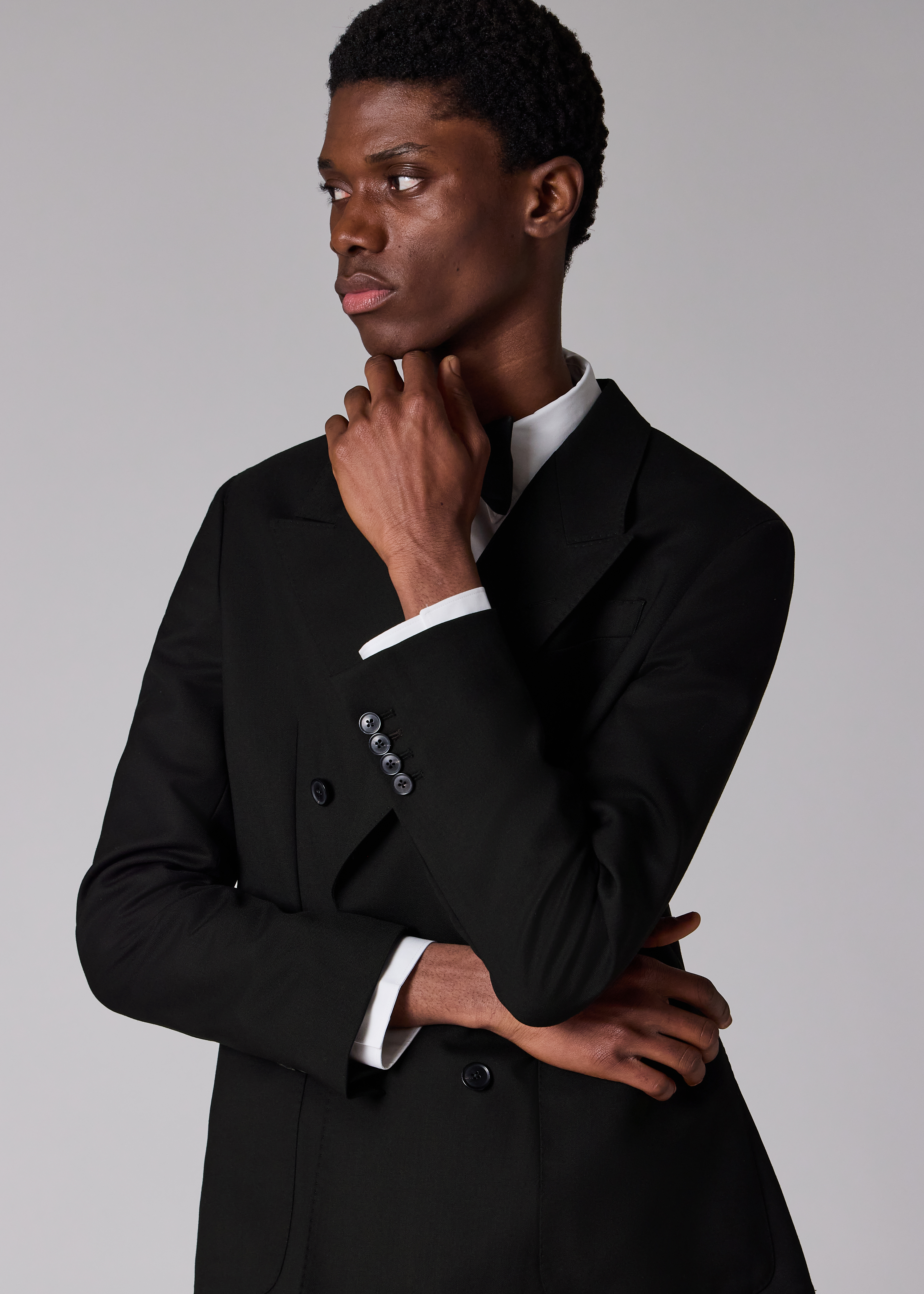 A Suit To Travel In - Black Double-Breasted Wool Blazer thumbnail 5