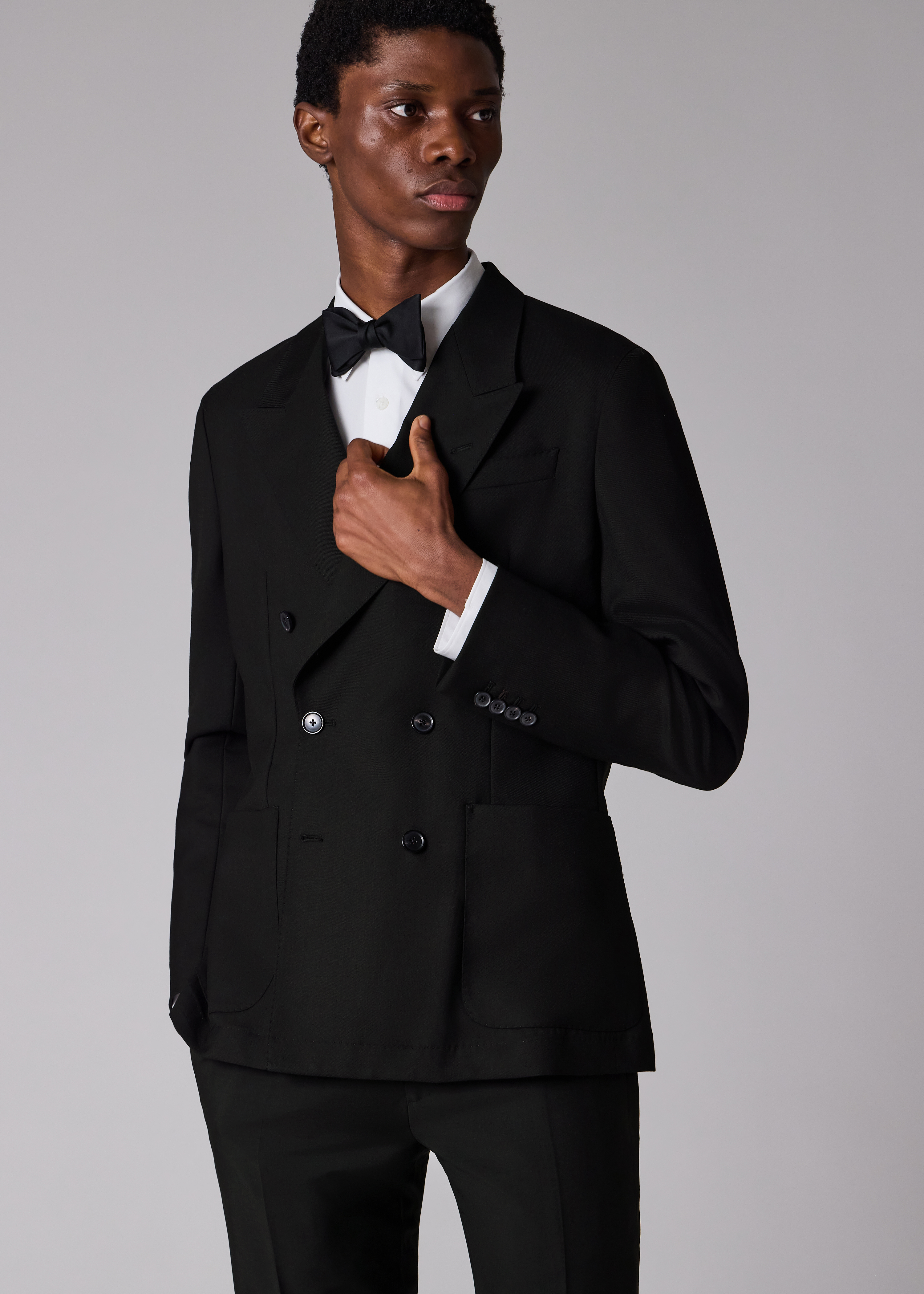 A Suit To Travel In - Black Double-Breasted Wool Blazer thumbnail 3