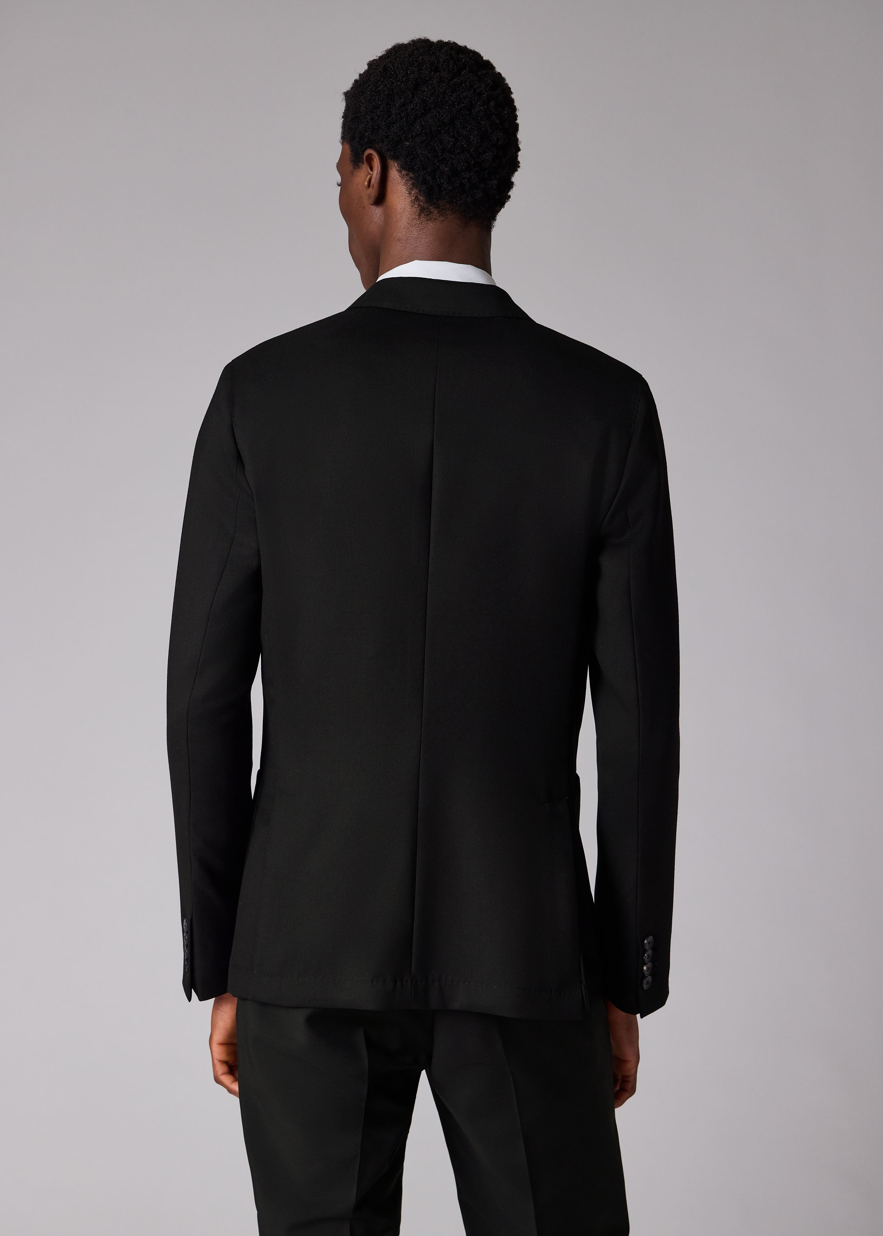 A Suit To Travel In - Black Double-Breasted Wool Blazer thumbnail 8