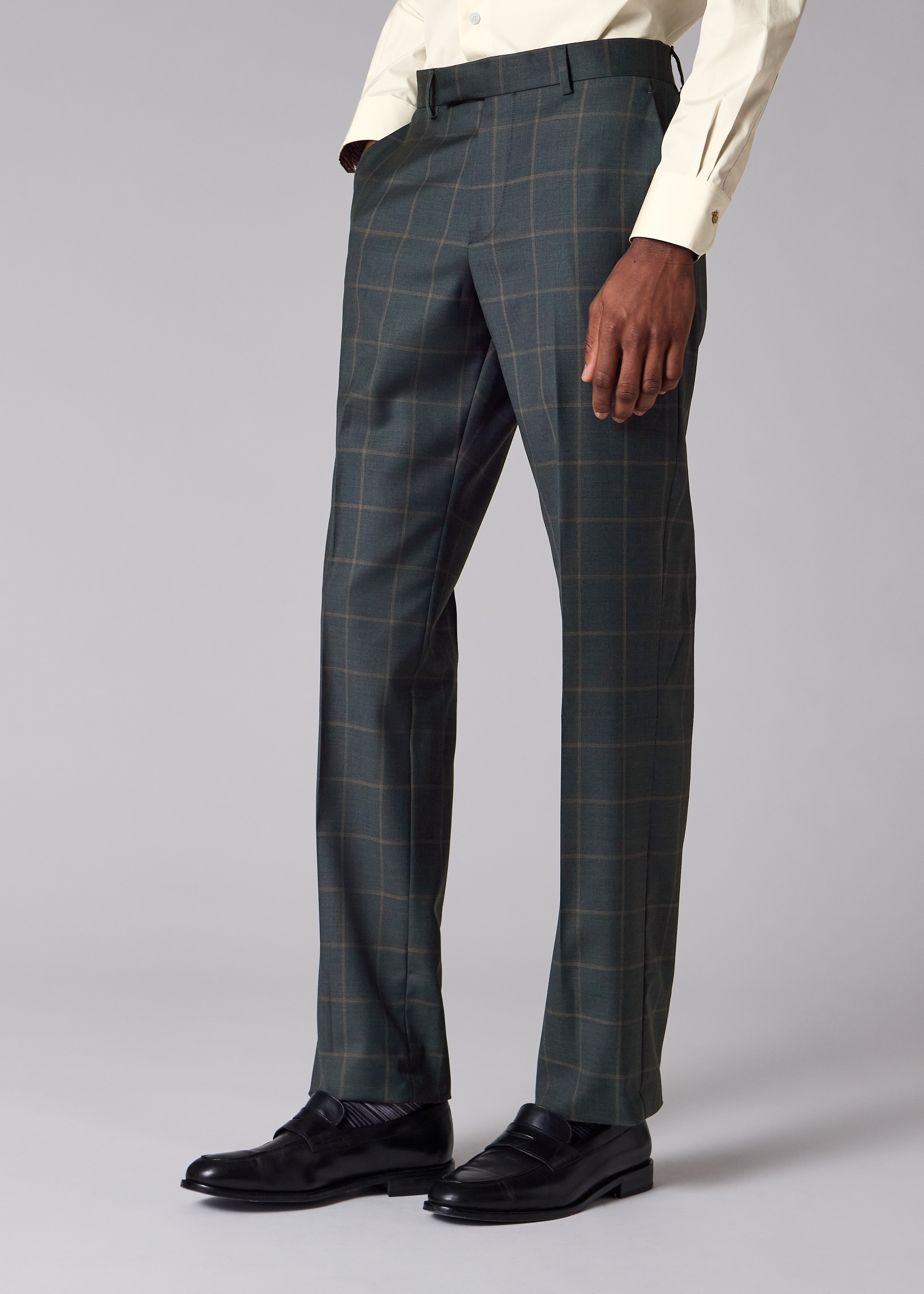 Paul Smith Classic-Fit Dark Green Windowpane Check Wool Suit 