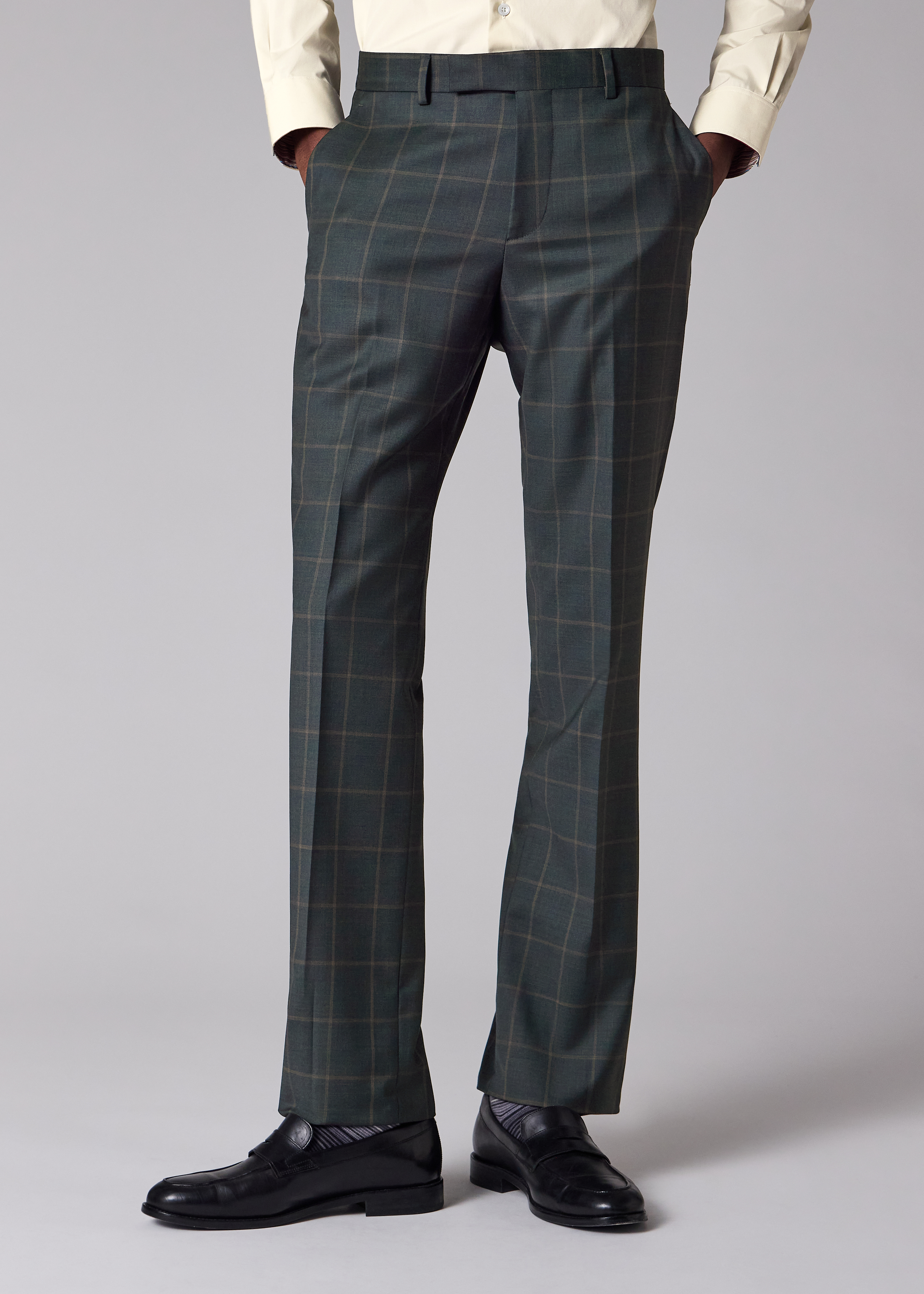 Paul Smith Classic-Fit Dark Green Windowpane Check Wool Suit