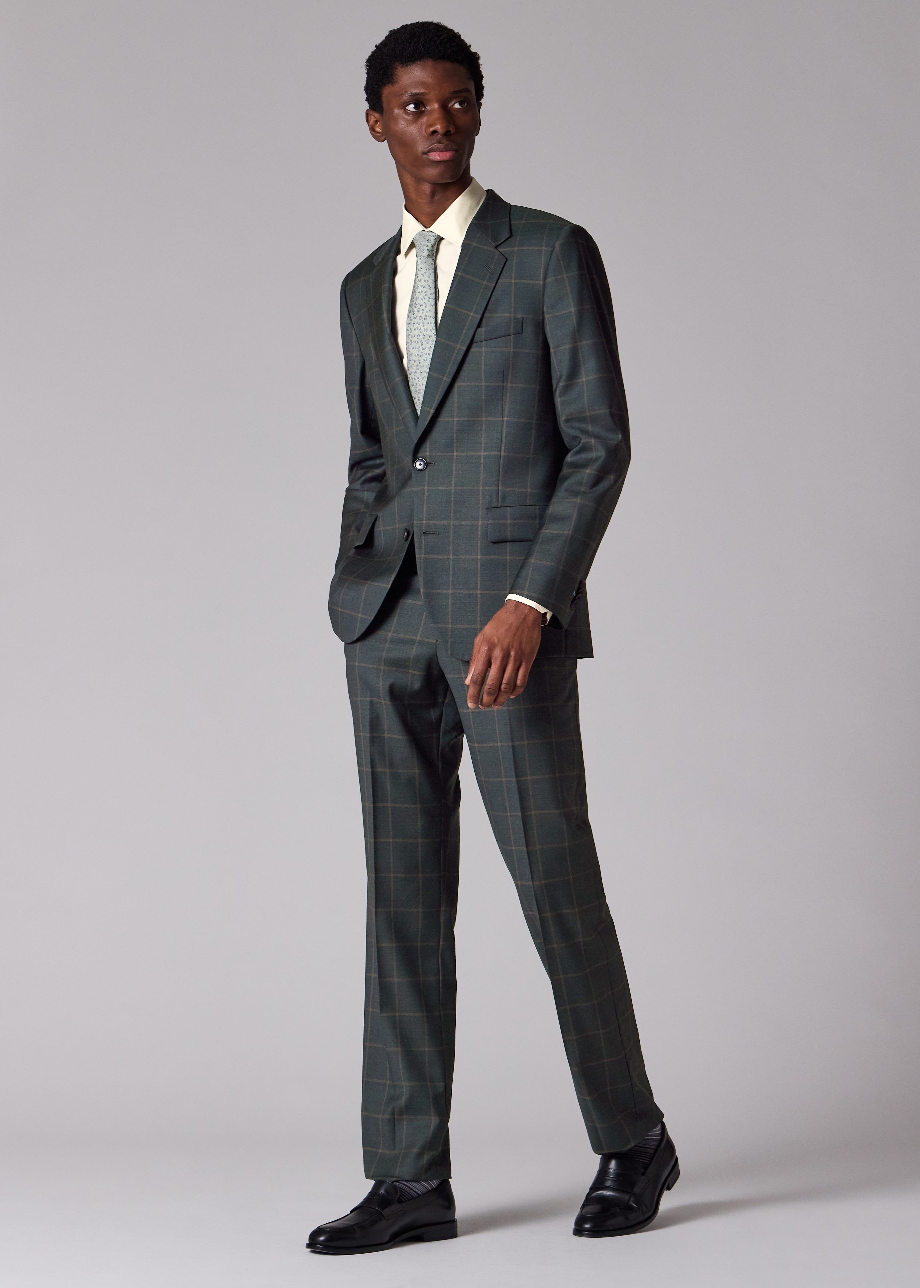 Paul Smith Classic-Fit Dark Green Windowpane Check Wool Suit