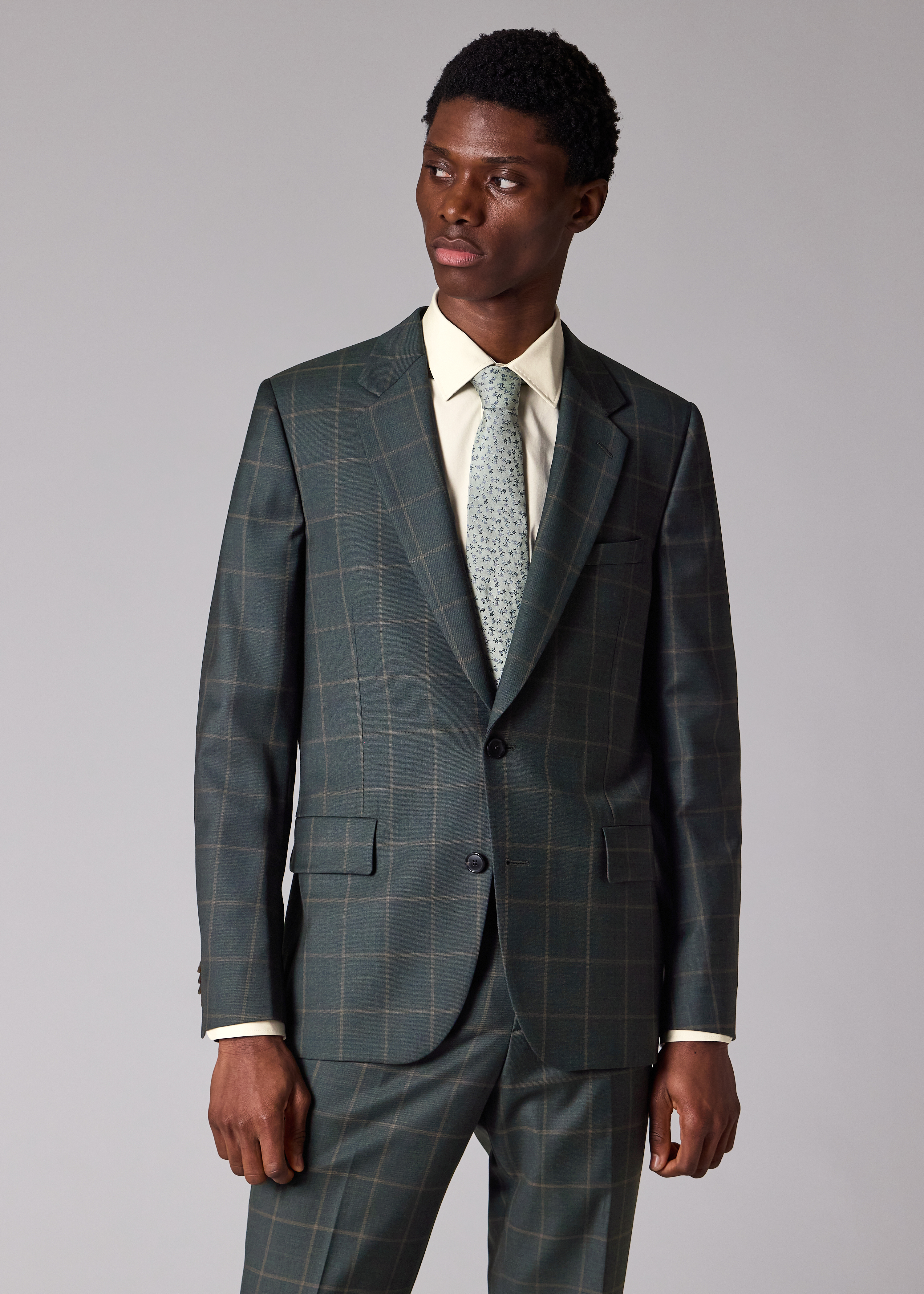 PAUL SMITH｜15SS Windowpane 2B Suit（M） Paul Smith Classic-Fit Dark Green Windowpane Check Wool Suit