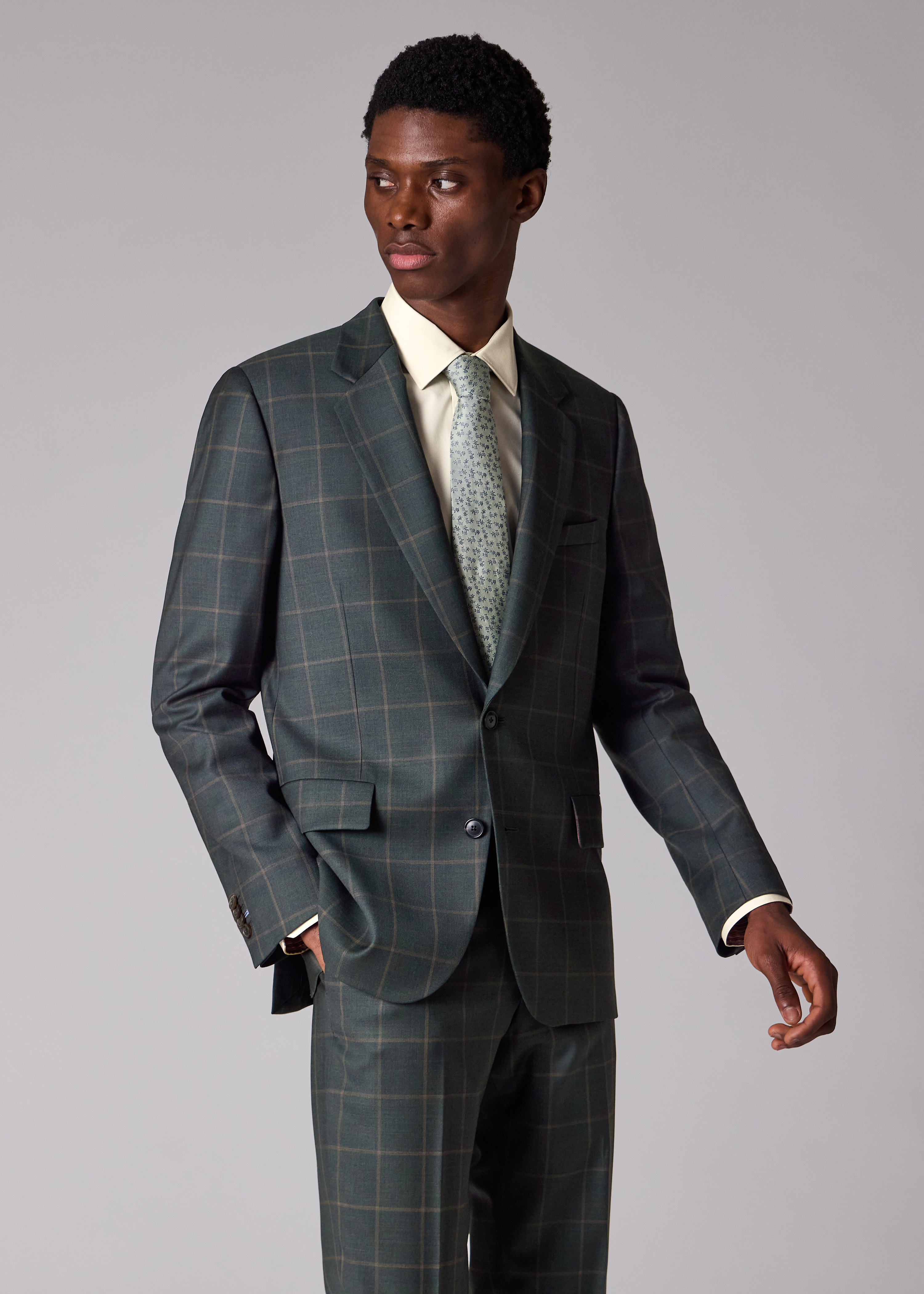 Paul Smith Classic-Fit Dark Green Windowpane Check Wool Suit