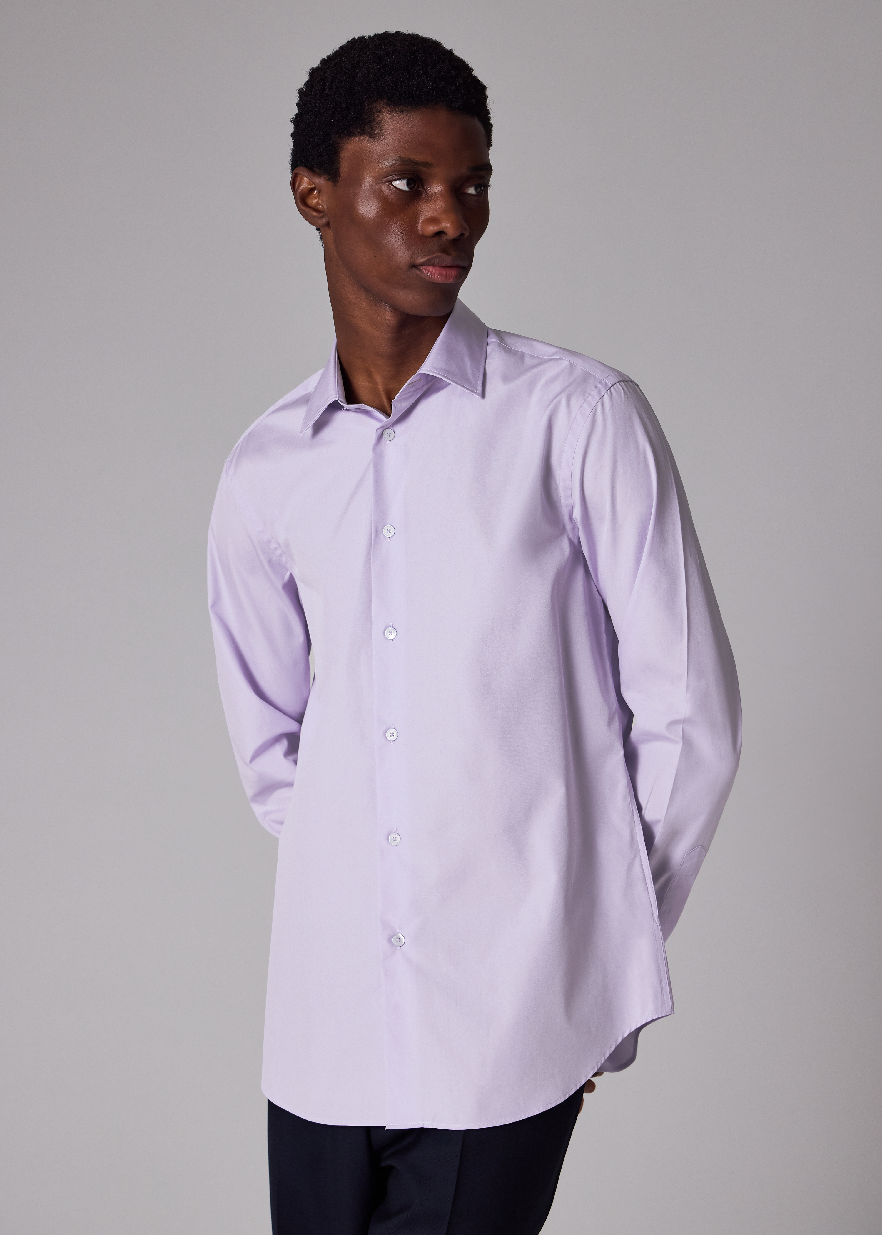 Men's Tailored-Fit White Cotton 'Signature Stripe' Cuff Shirt
