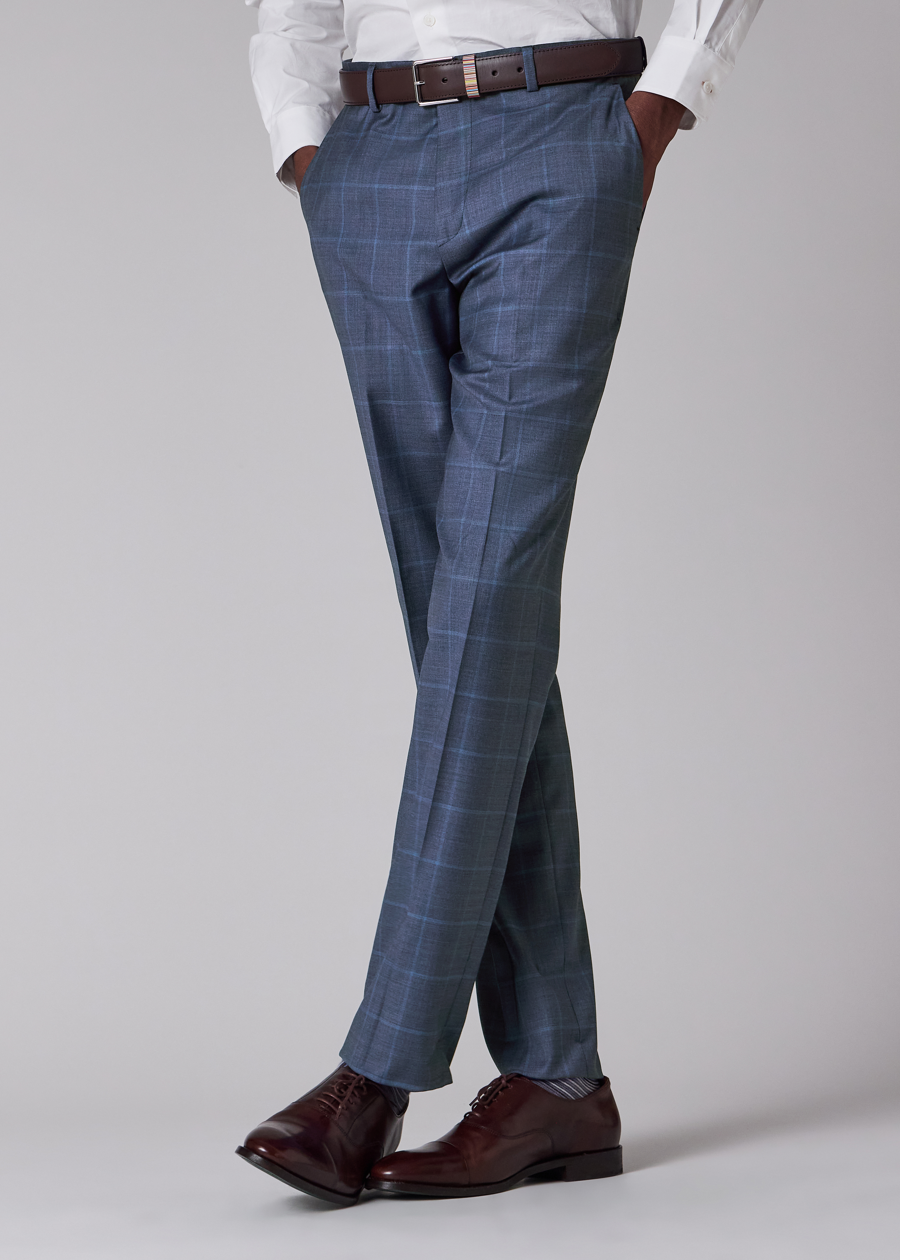 Paul Smith The Brierley - Light Blue Windowpane Check Wool Suit