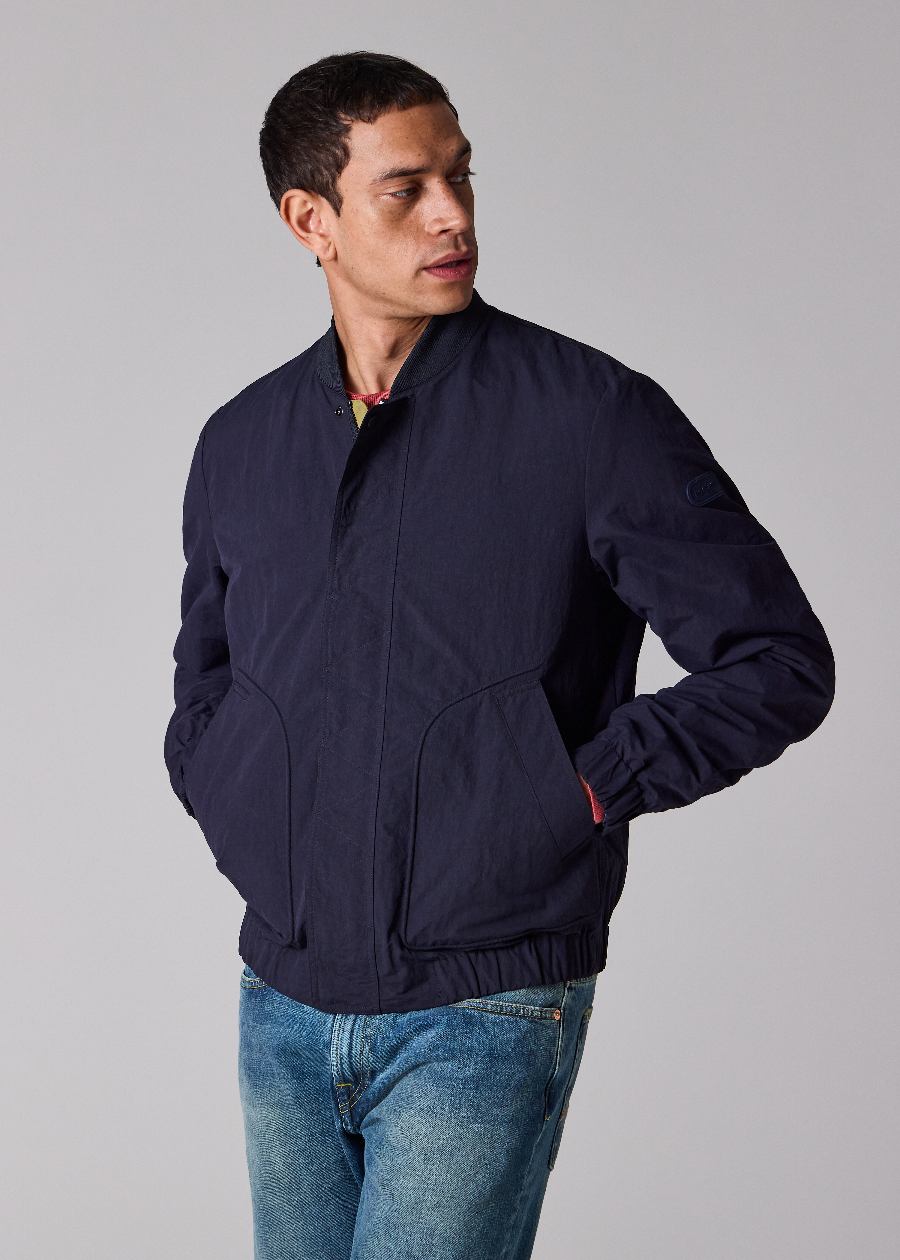 Universal Works Lancaster Jacket Navy Recycled Cotton Blend Jersey