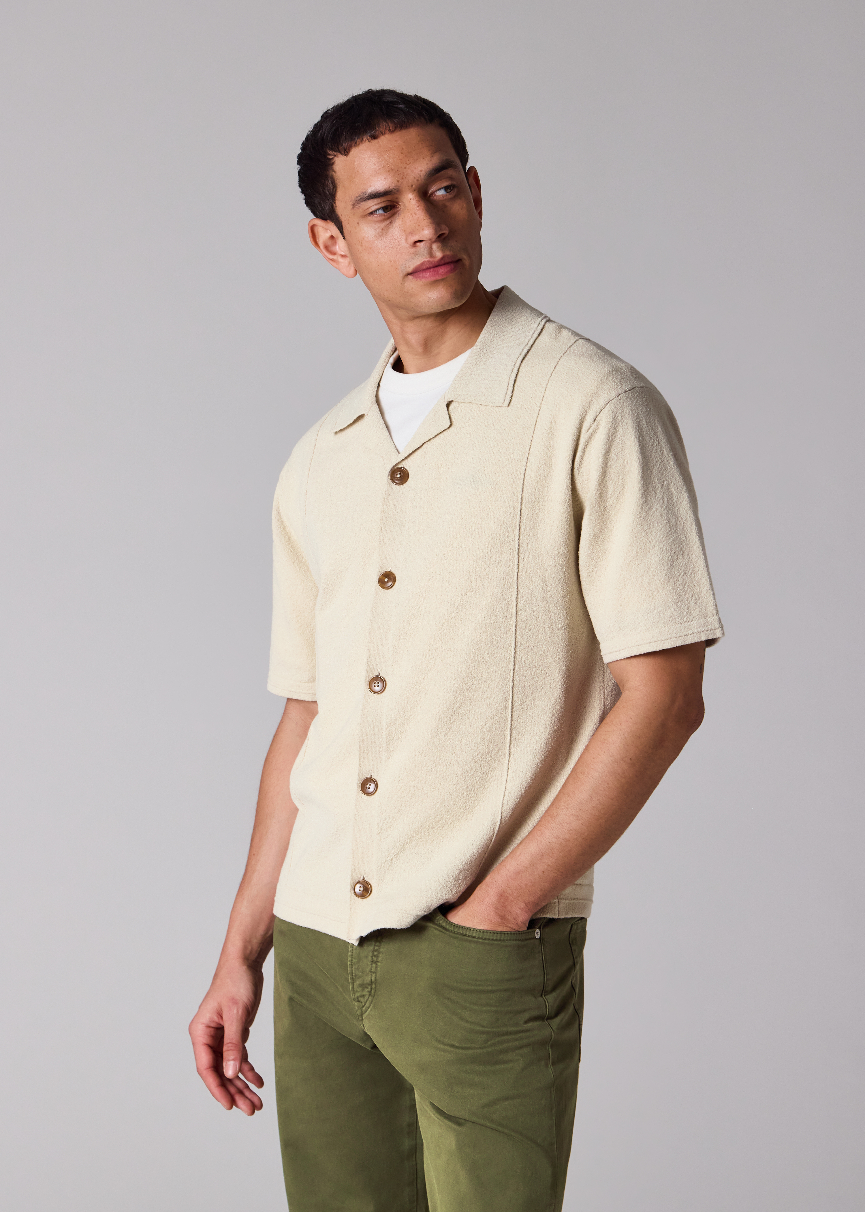 Boucle Ecru Knitted Shirt