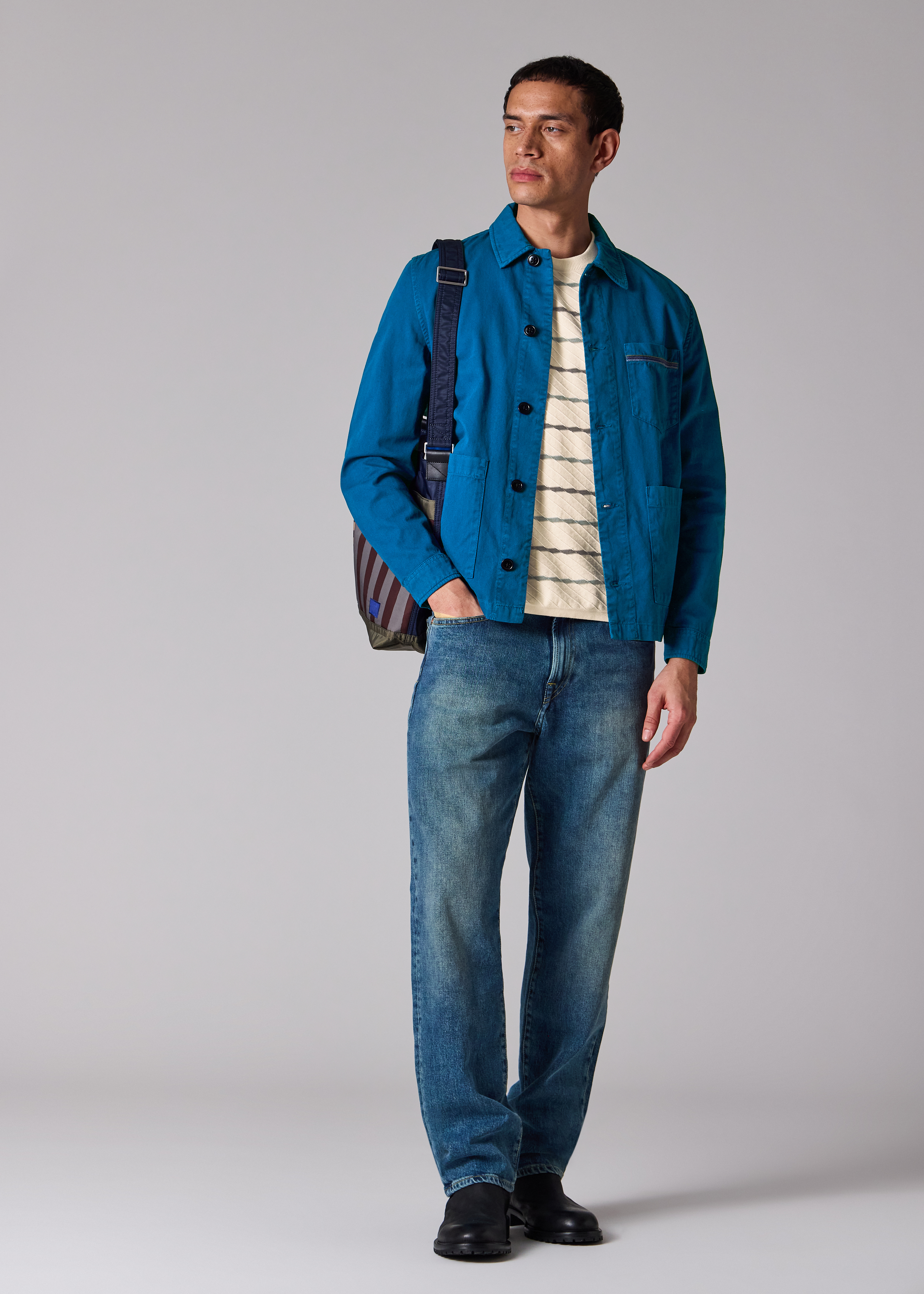 ジャケット・アウター 90s paul smith stitch embroidery jacket Men's Tan Cotton-Twill 'Stitch Stripe' Work Jacket