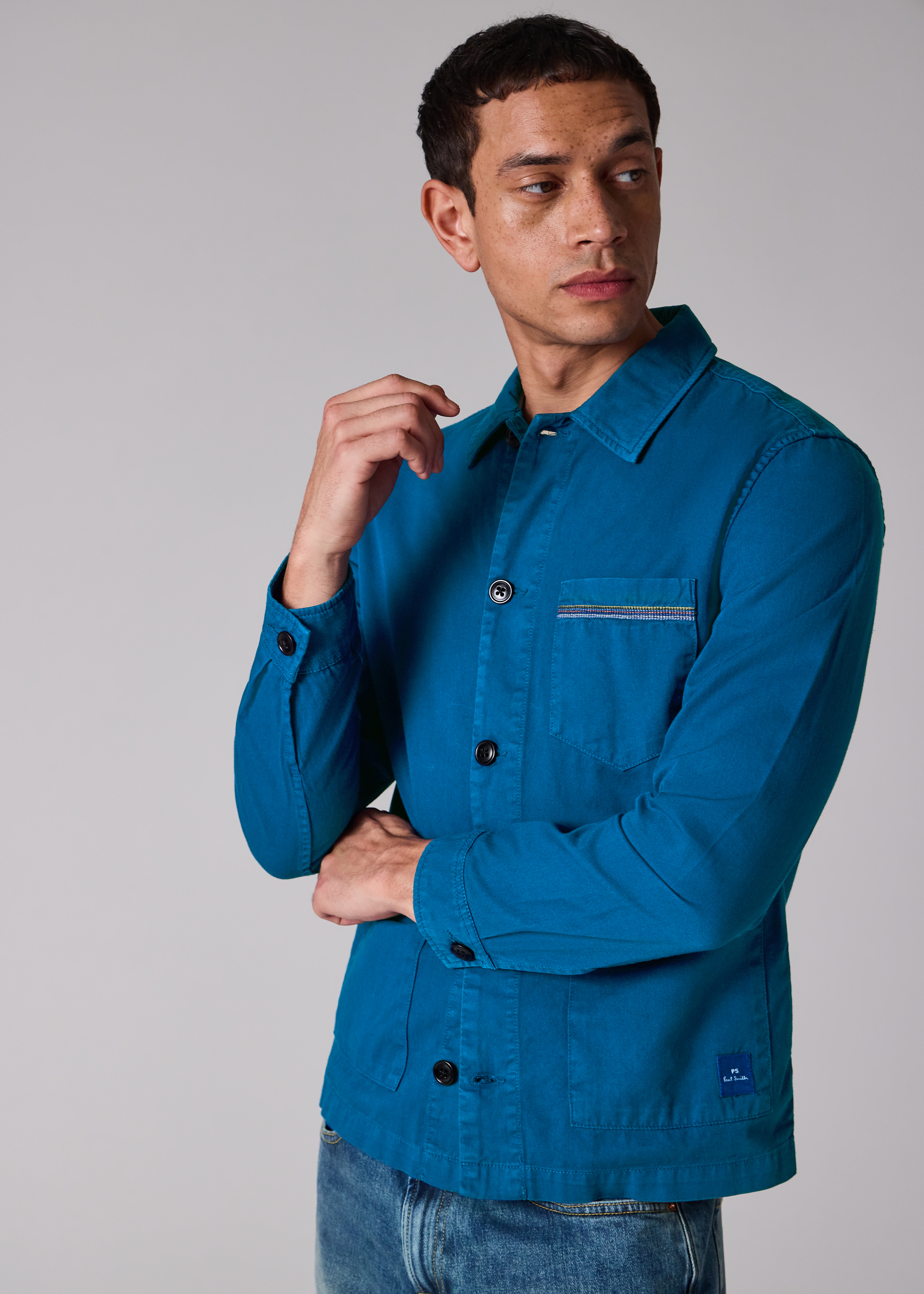 Men's Tan Cotton-Twill 'Stitch Stripe' Work Jacket