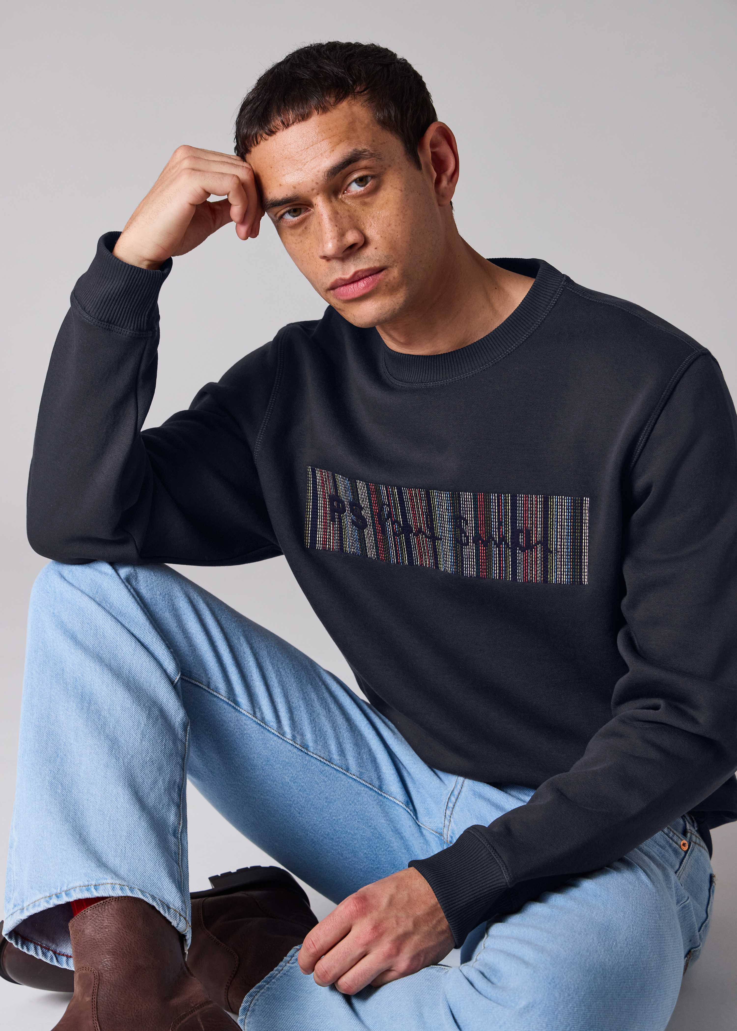 Men's Navy 'Stitch Stripe' Logo Sweatshirt