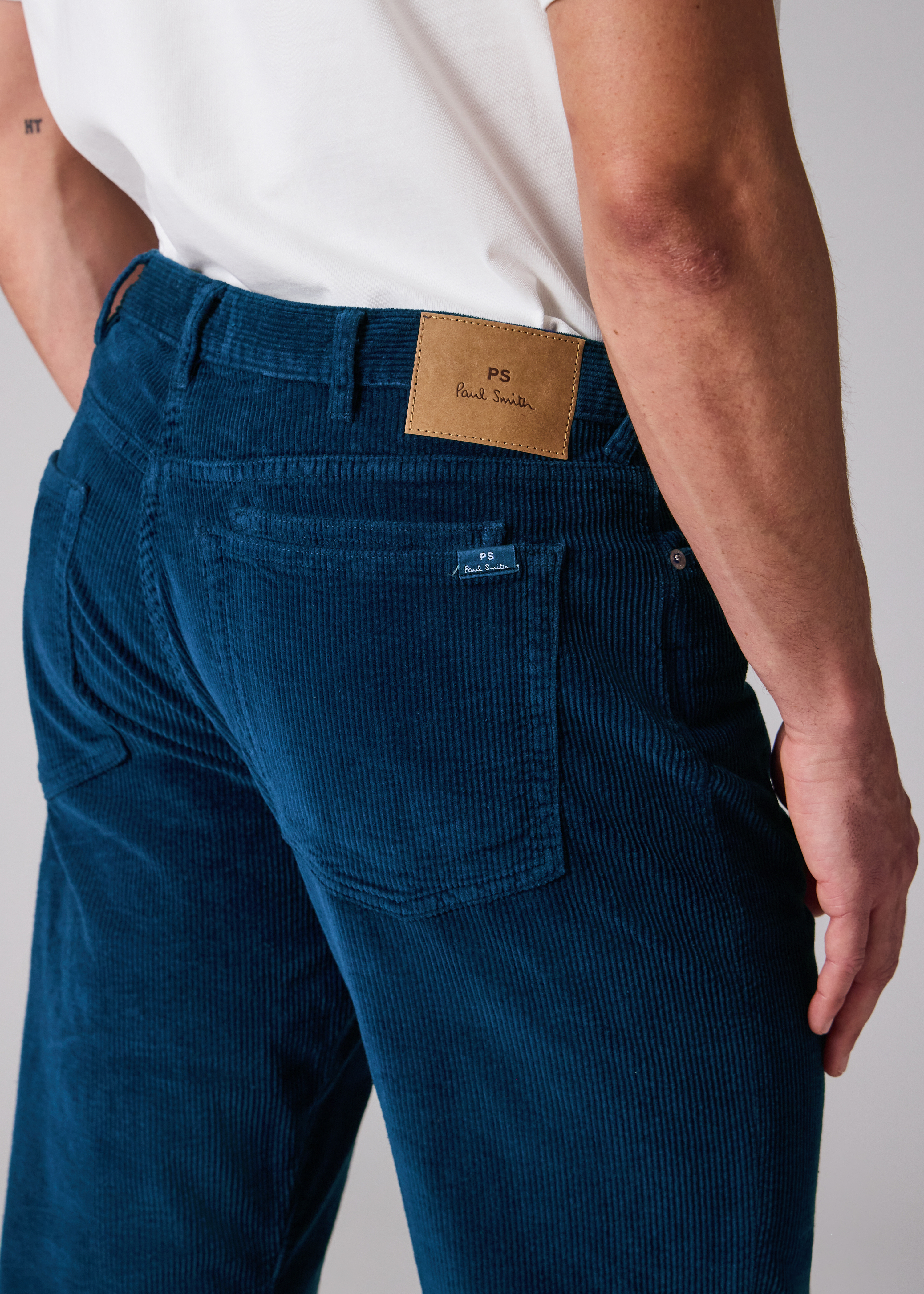 Men's Relaxed Tapered-Fit Dark Blue Corduroy Trousers