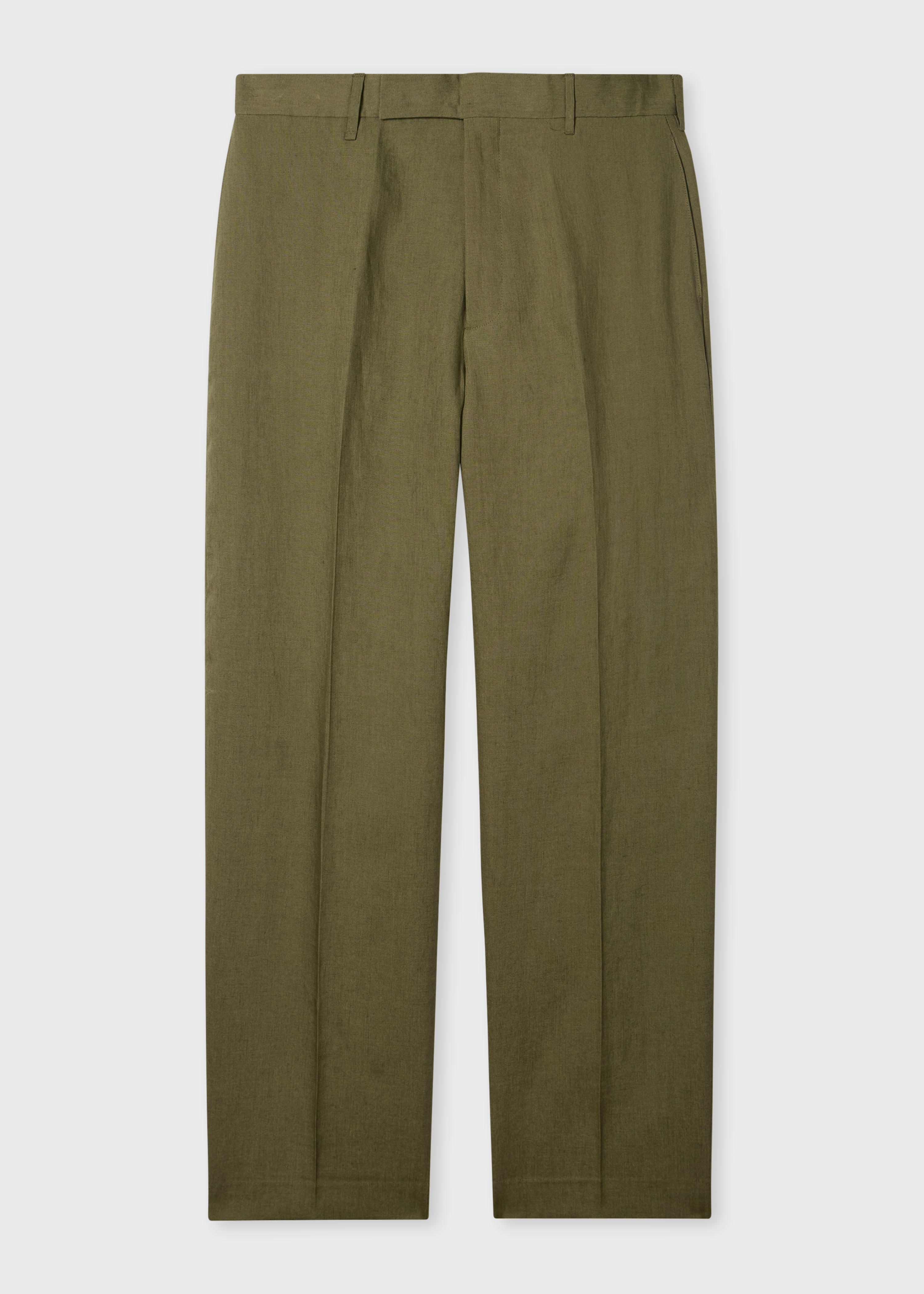 Relaxed-Fit Khaki Linen Trousers primary image