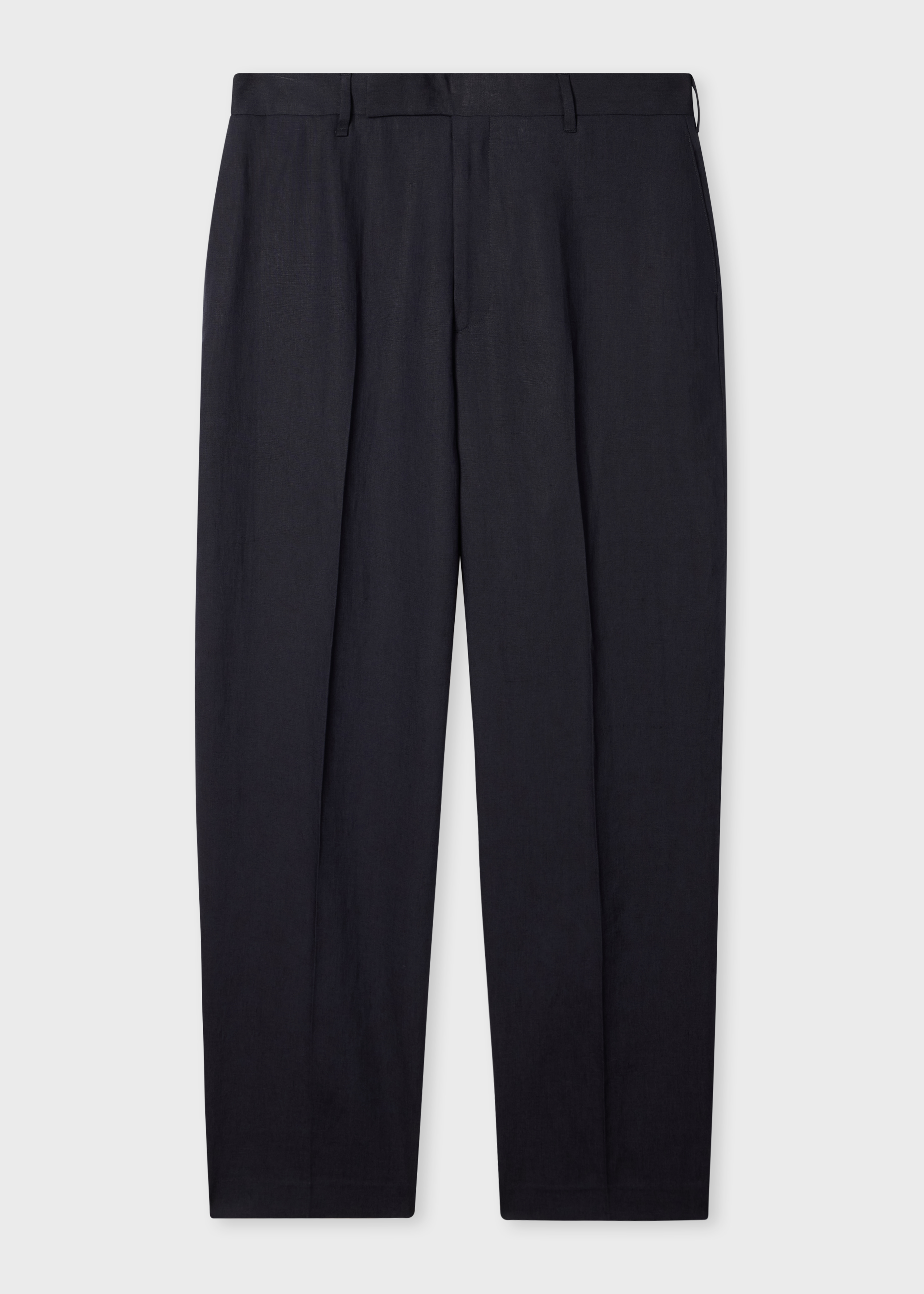 Relaxed-Fit Dark Navy Linen Trousers primary image