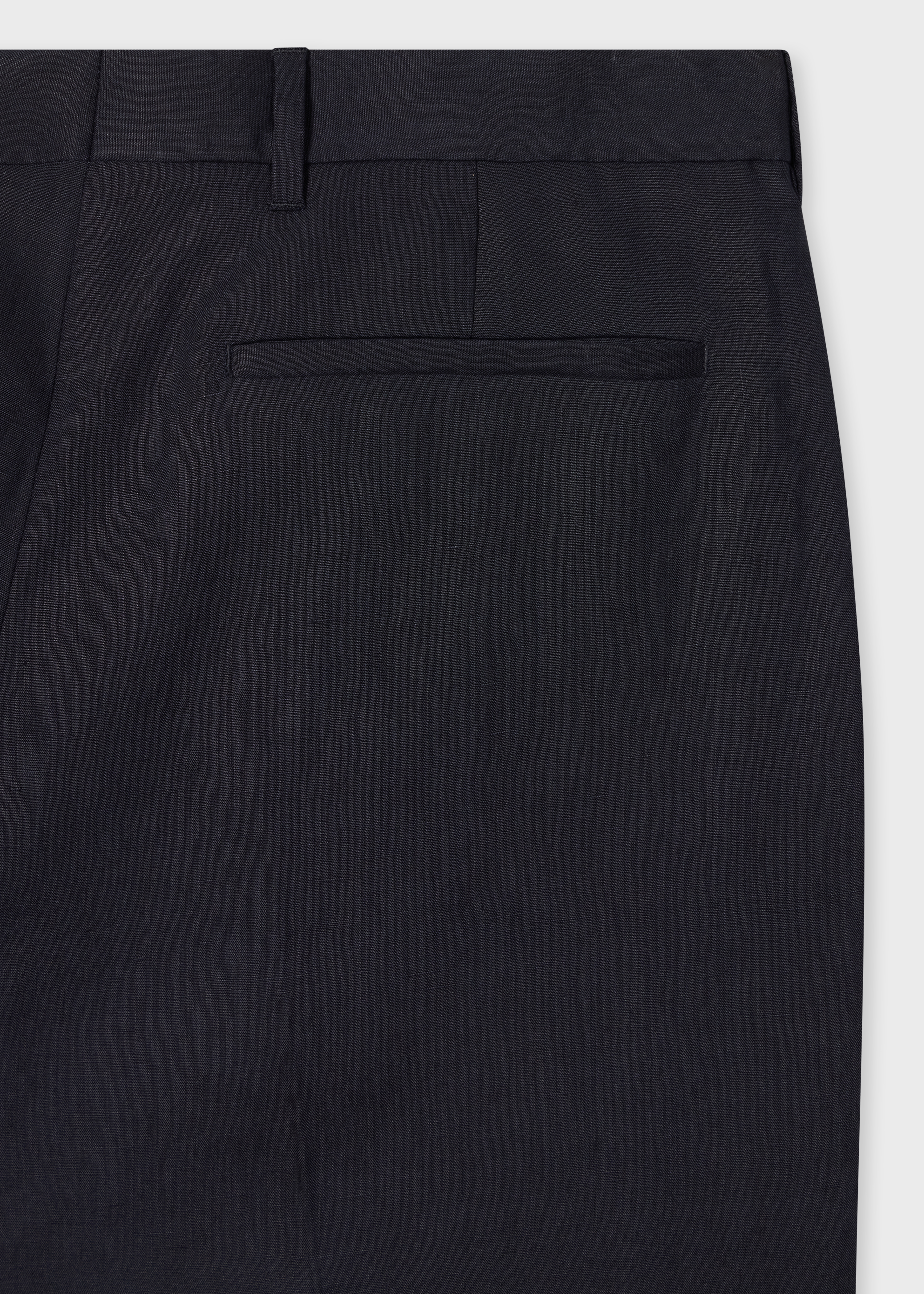 Relaxed-Fit Dark Navy Linen Trousers thumbnail 3