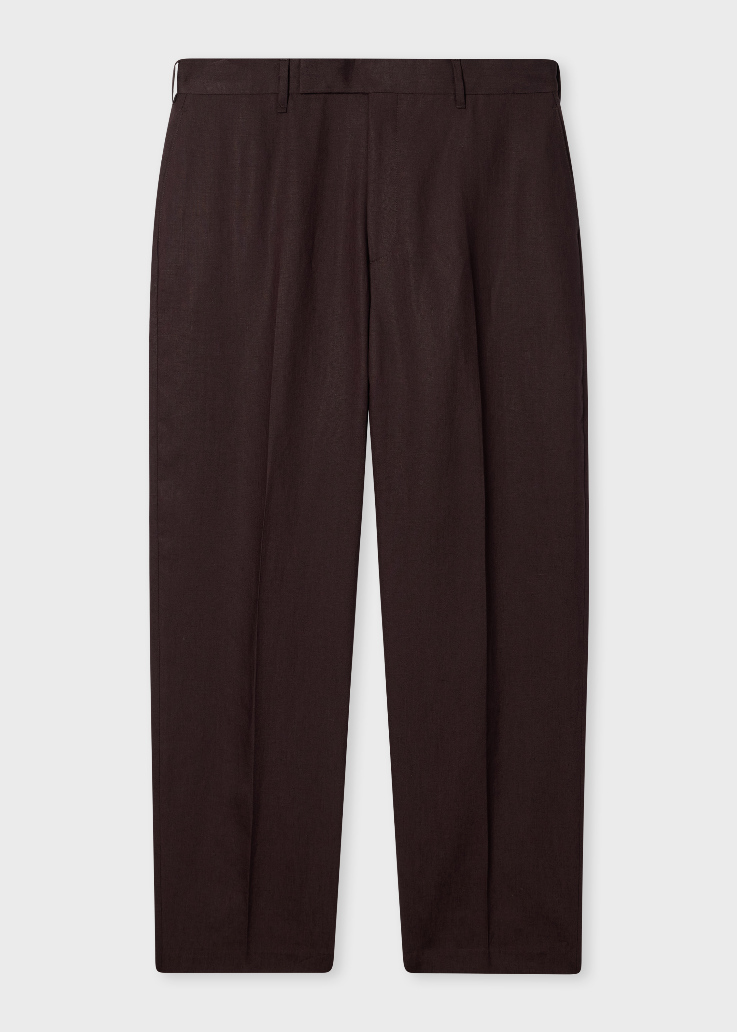 Relaxed-Fit Aubergine Linen Trousers primary image