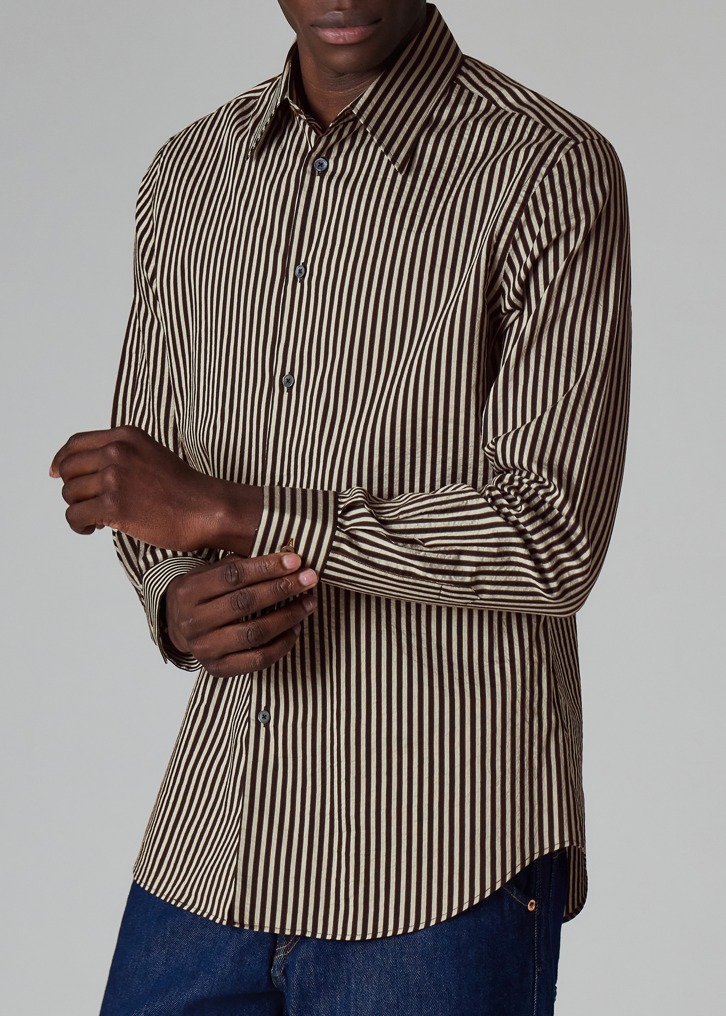 black and white dress shein AGOLDE Aurel Shirt | Stripe/Grey | Size L main image 0