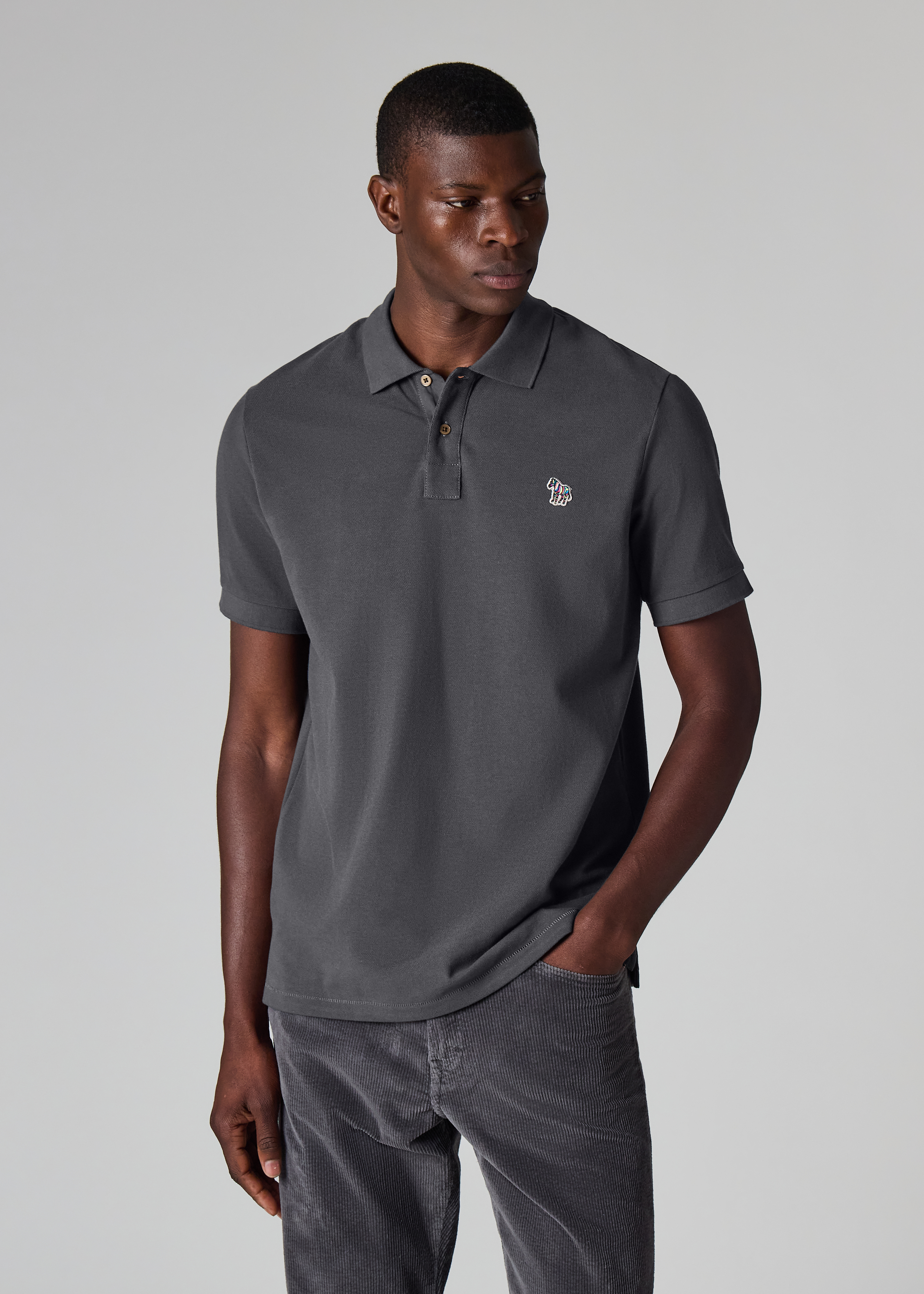 PS Paul Smith White Stretch-Cotton 'Broad Stripe Zebra' Polo Shirt