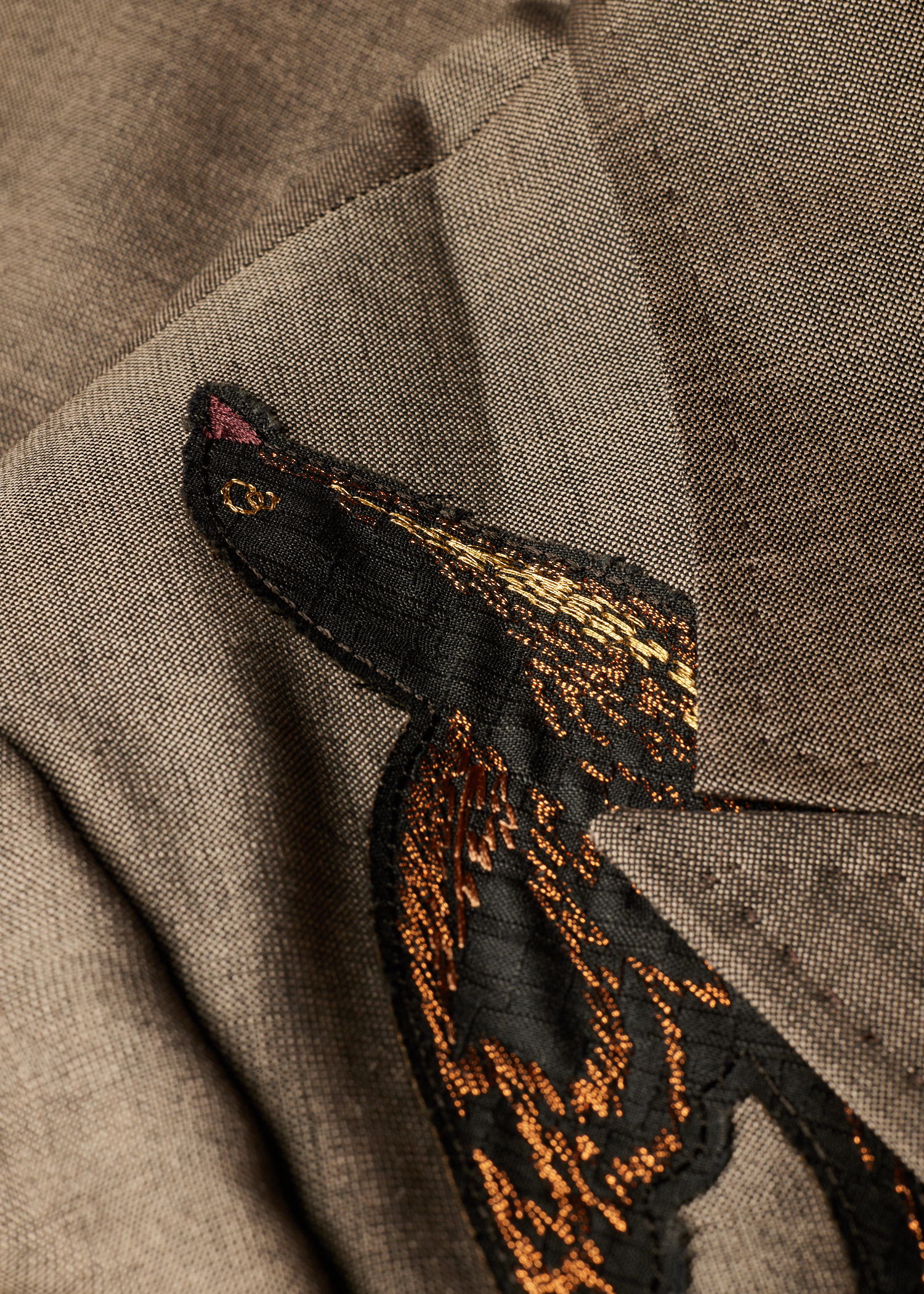Paul Smith Brown Wool-Mohair Embroidered Birds Double Breasted