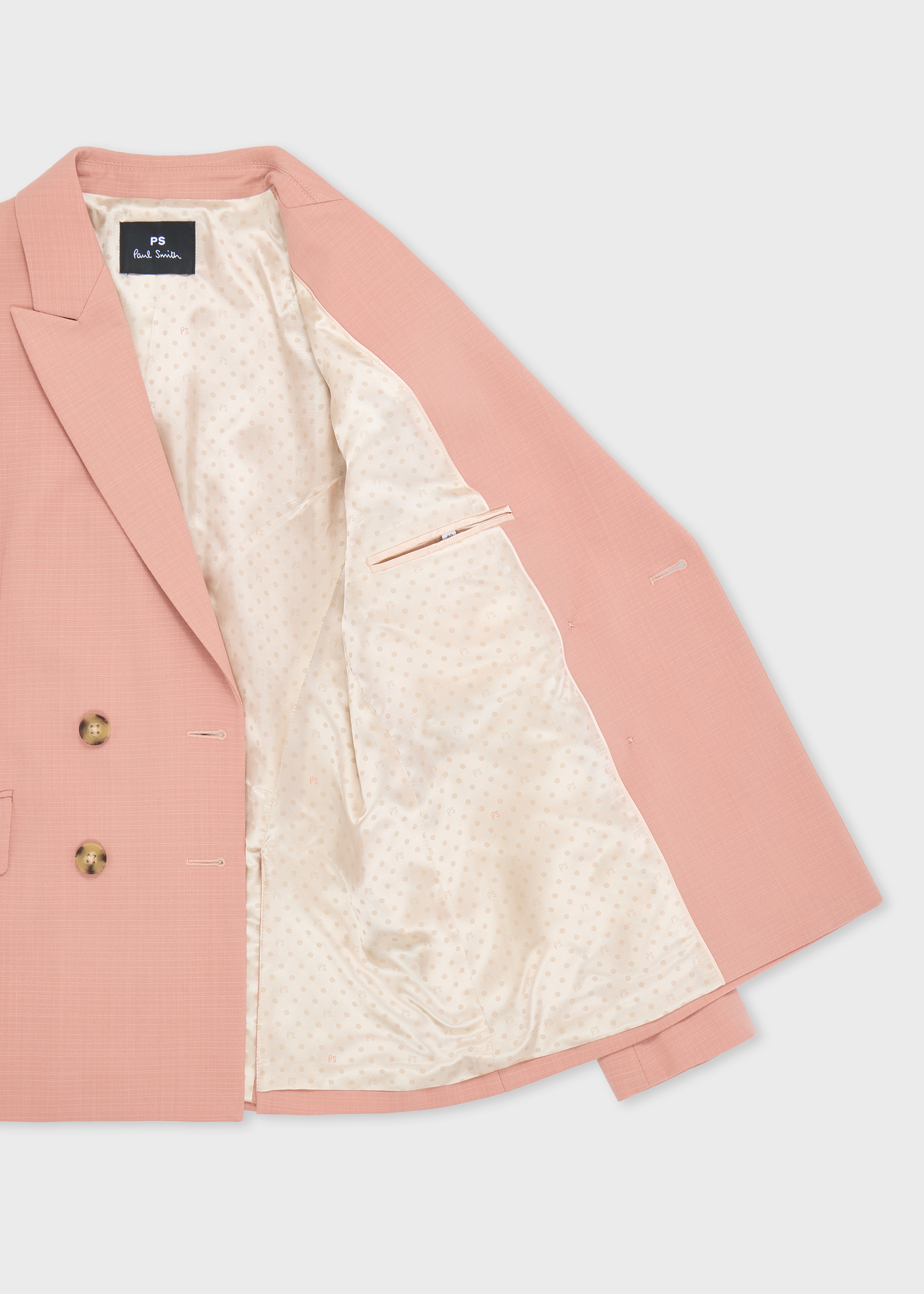 Women's Pink Cotton-Blend Double Breasted Two-Piece Suit