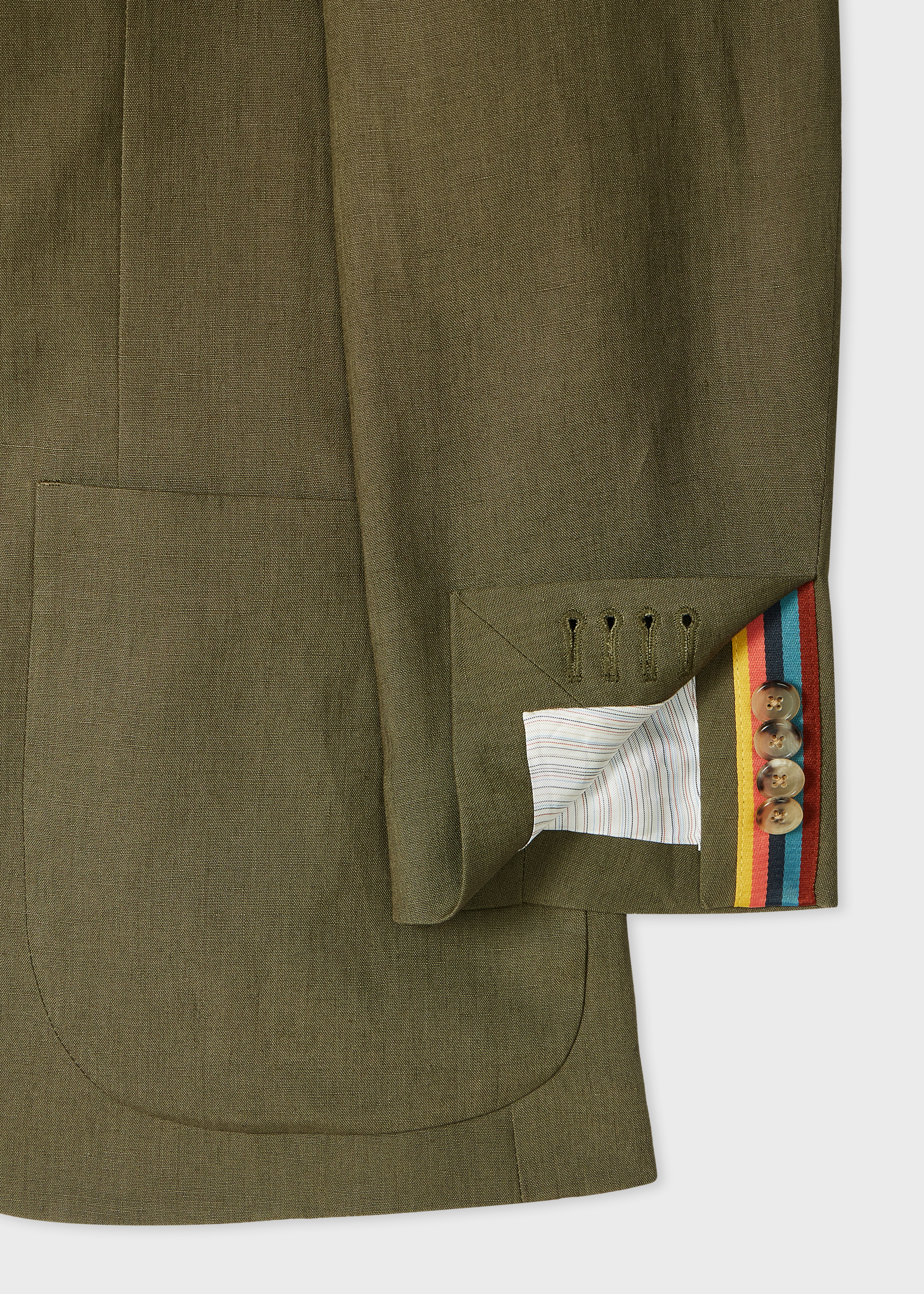 Khaki Linen Two-Button Blazer thumbnail 6