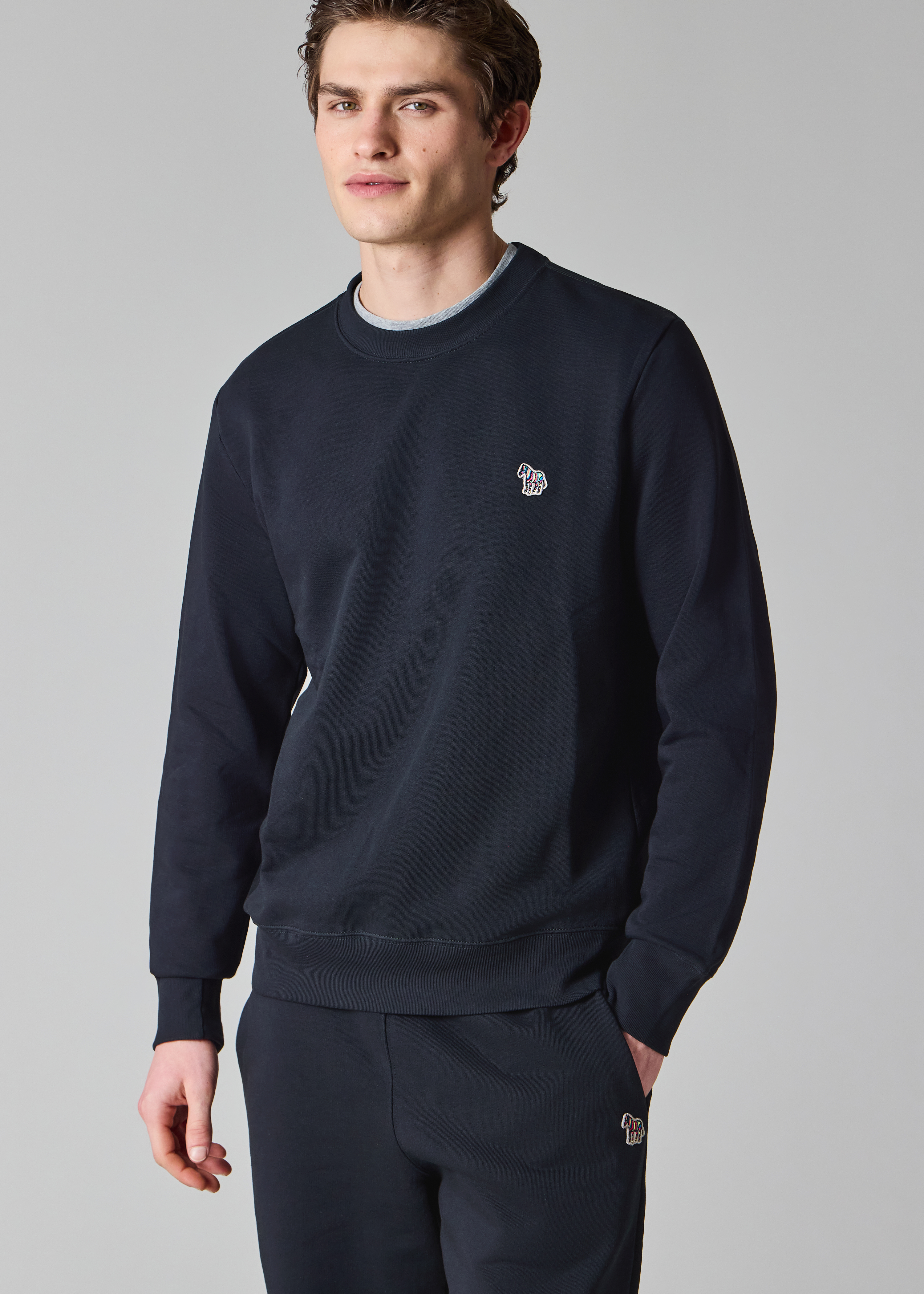 Black Cotton Embroidered Zebra Logo Sweatshirt