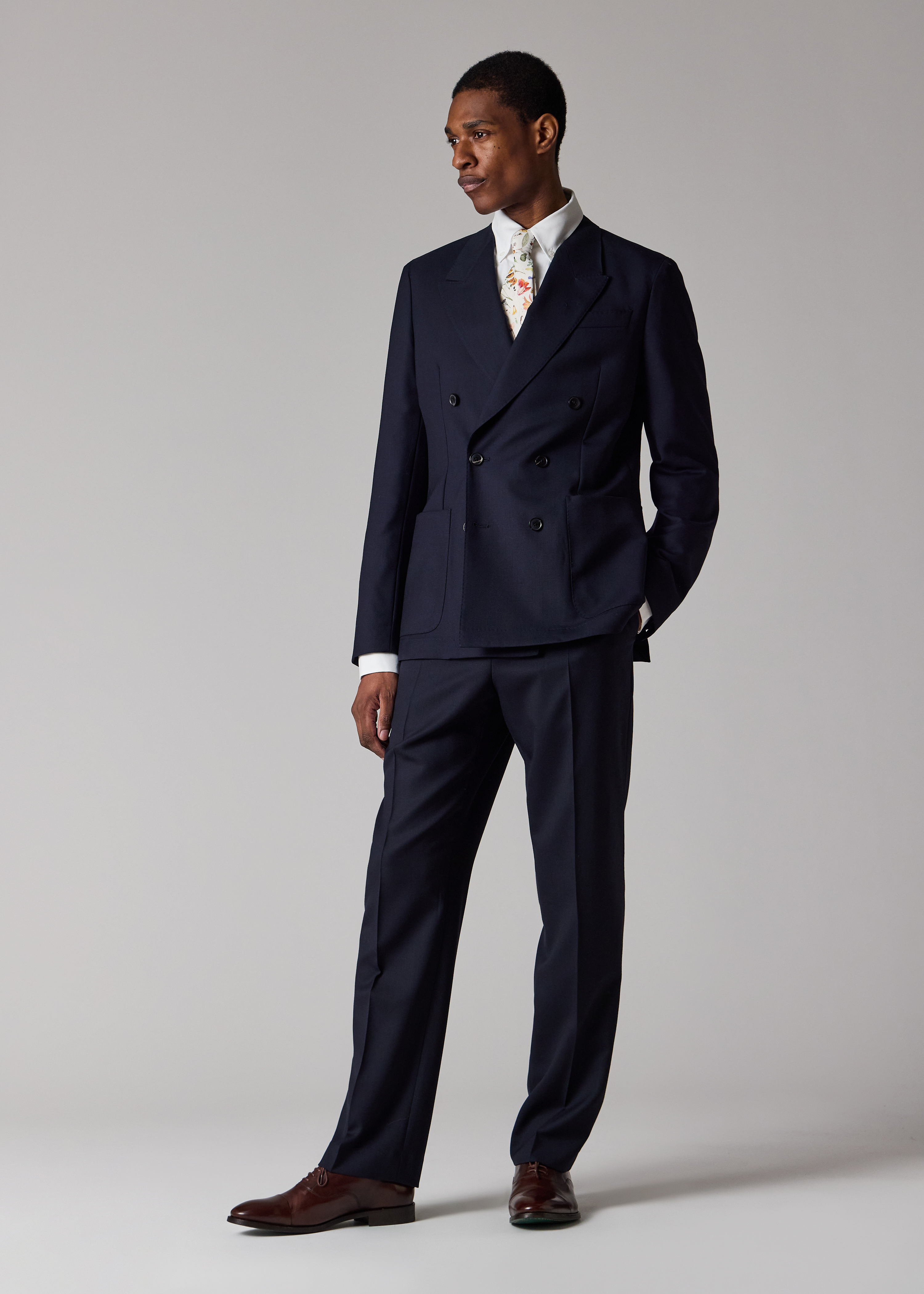 A Suit To Travel In - Navy Double-Breasted Wool Blazer thumbnail 2