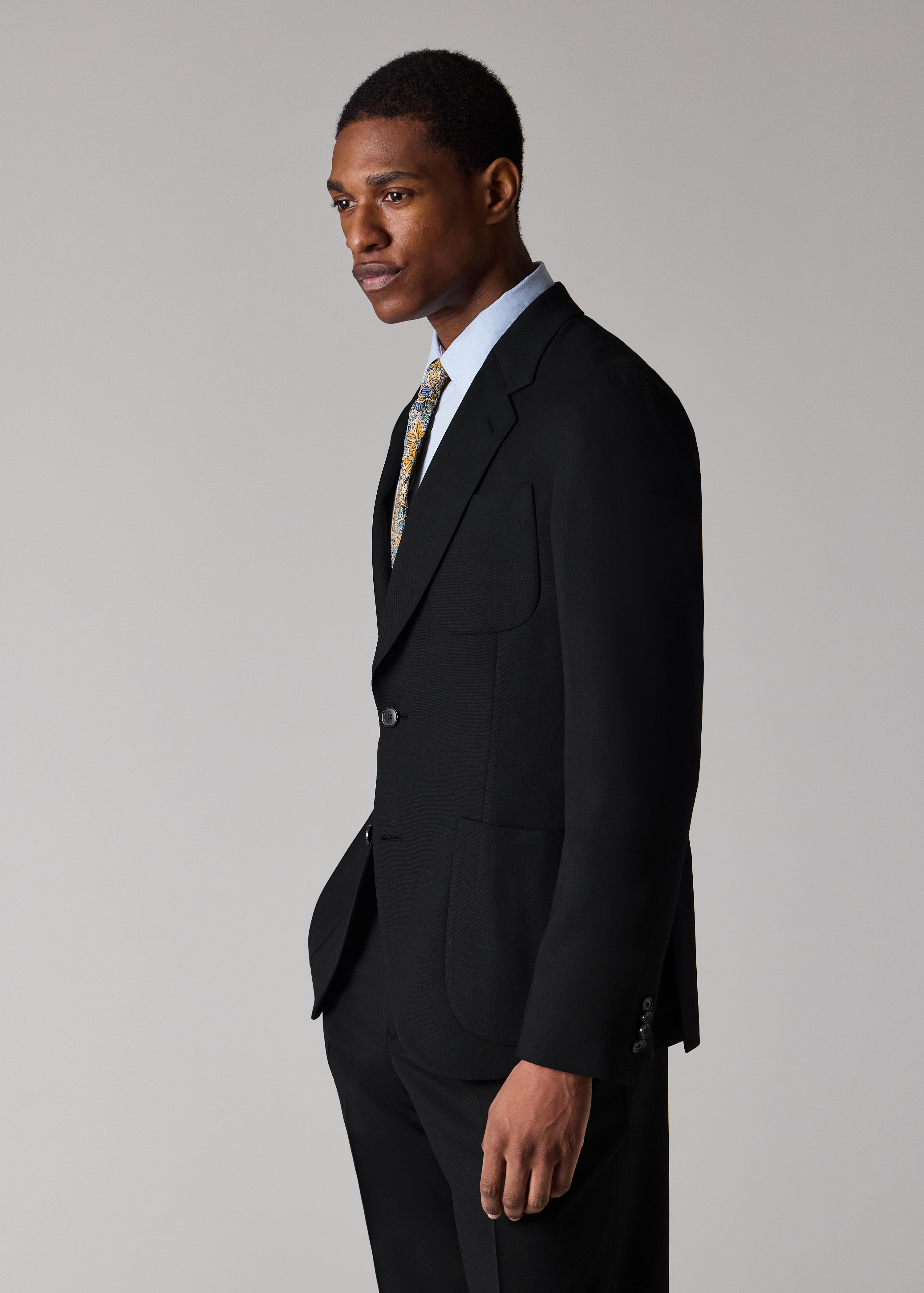 A Suit To Travel In - Black Wool Patch-Pocket Blazer thumbnail 3