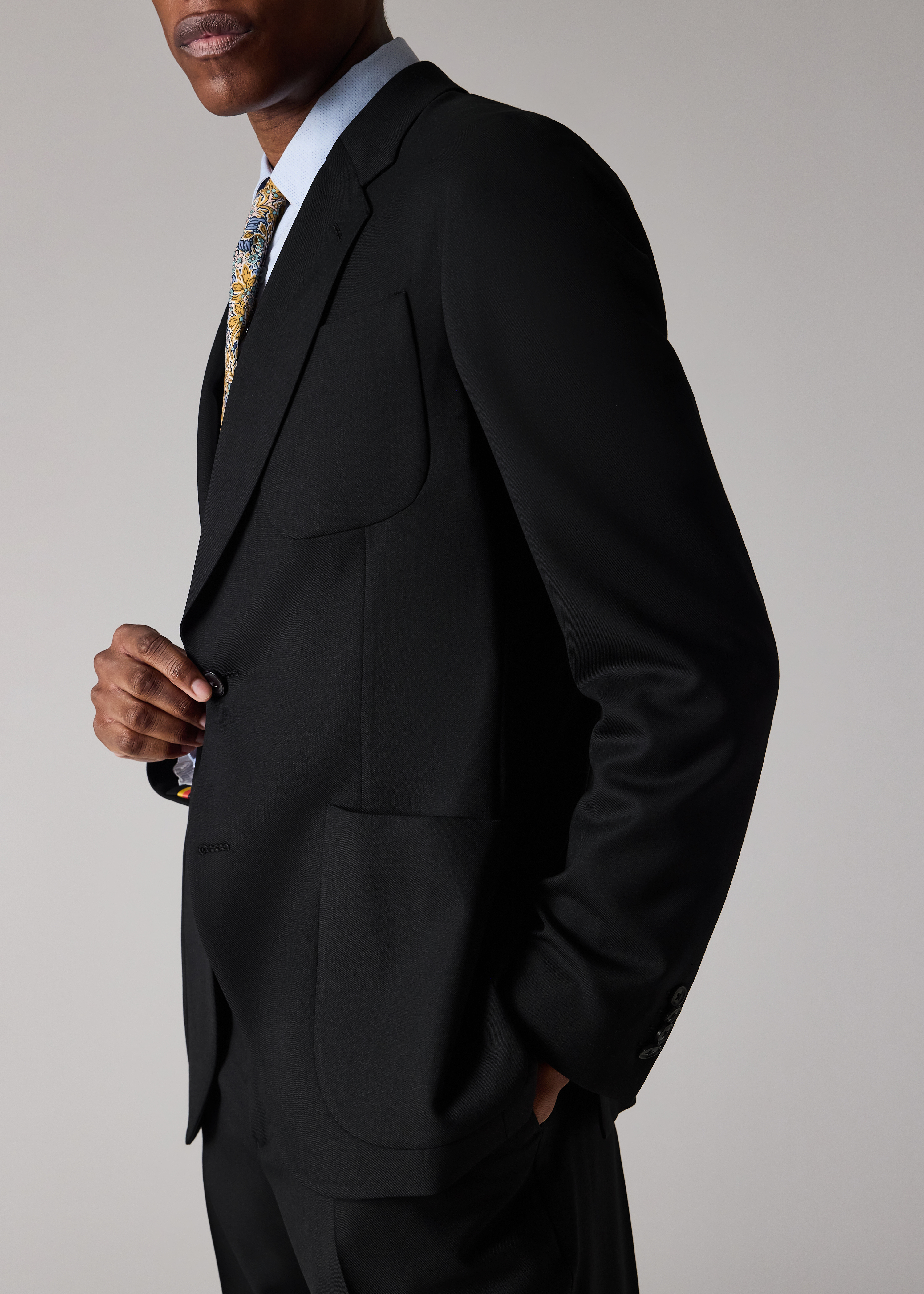 A Suit To Travel In - Black Wool Patch-Pocket Blazer thumbnail 5