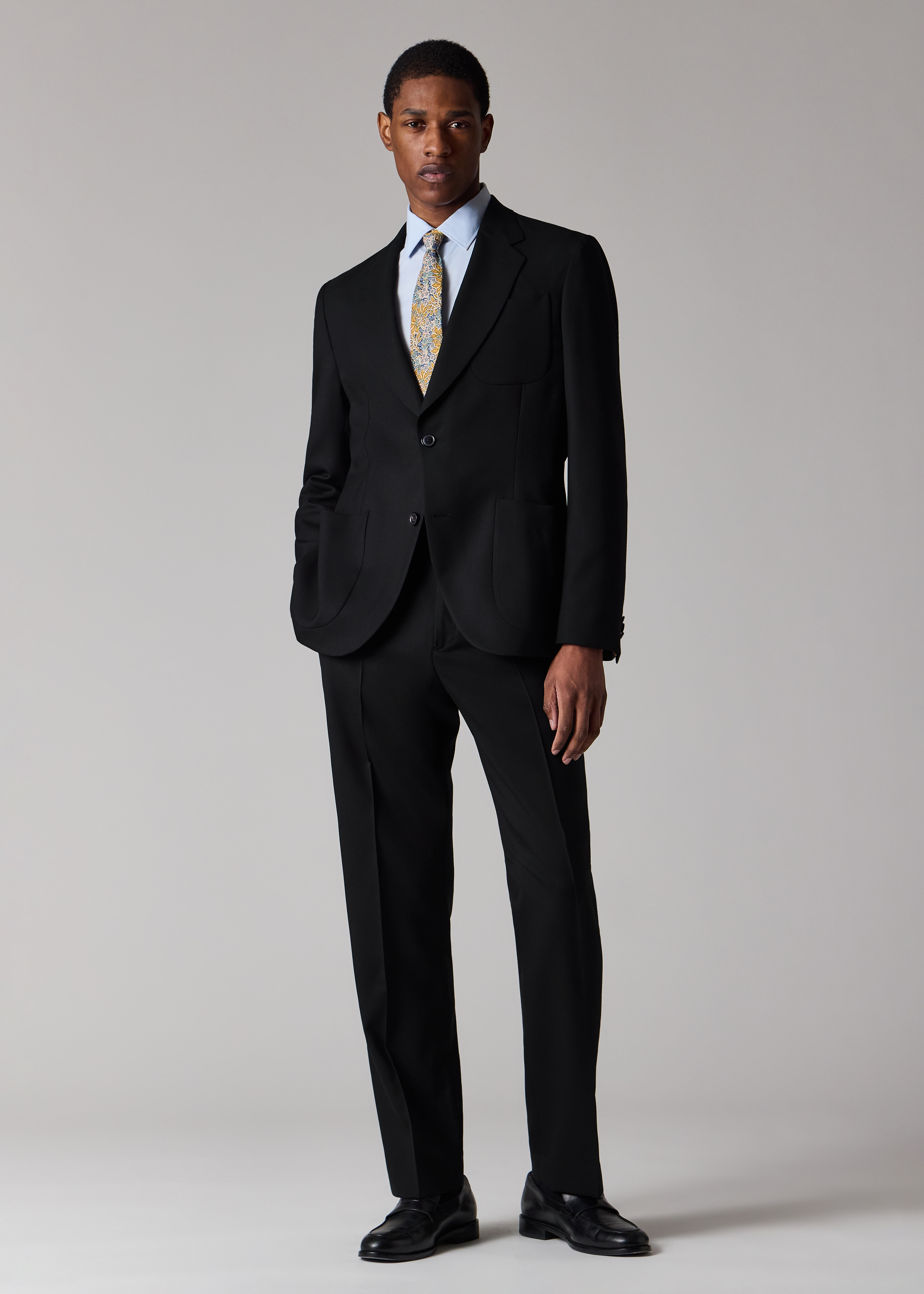 A Suit To Travel In - Black Wool Patch-Pocket Blazer thumbnail 2