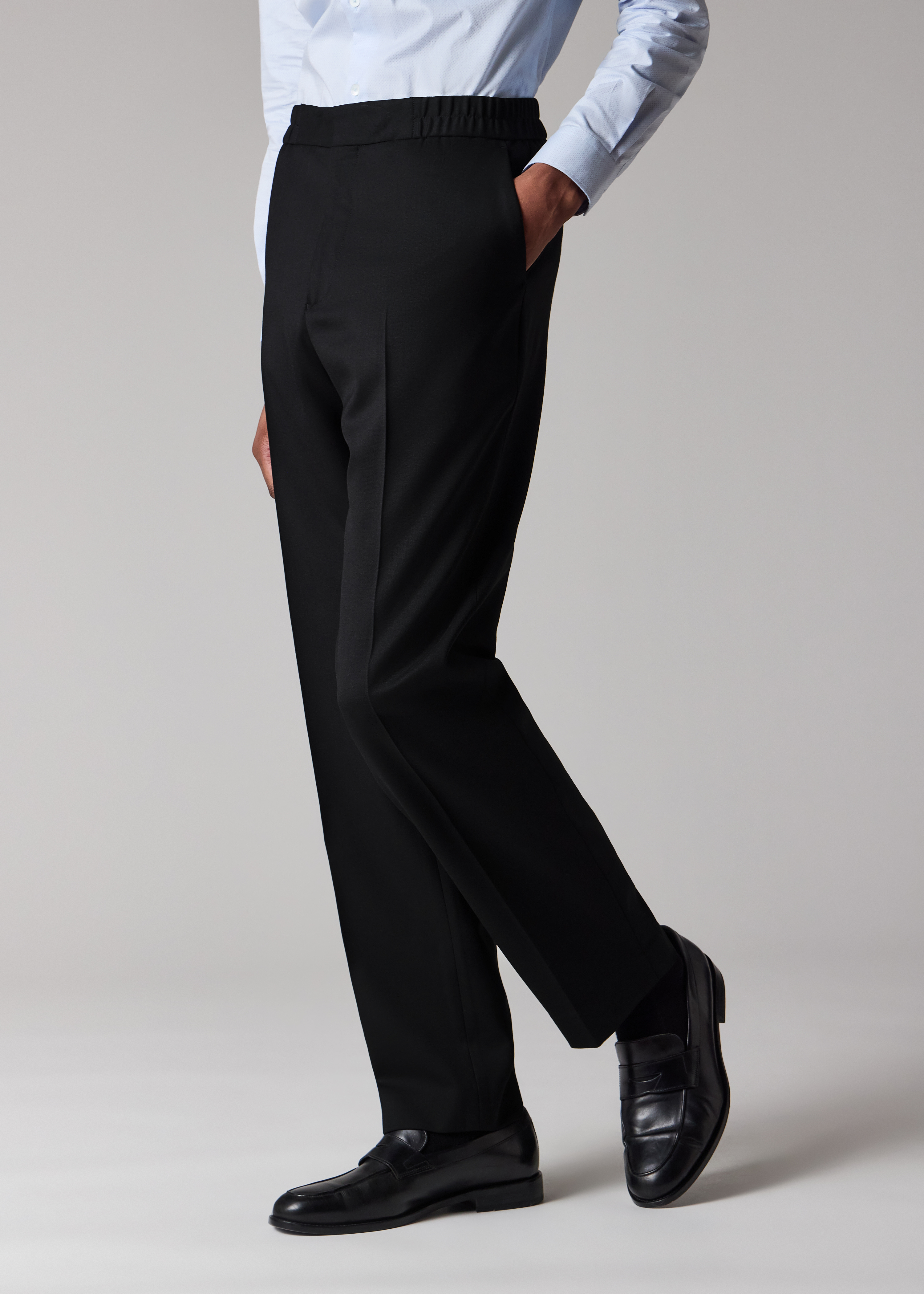 A Suit To Travel In - Black Elasticated-Waist Trousers thumbnail 2