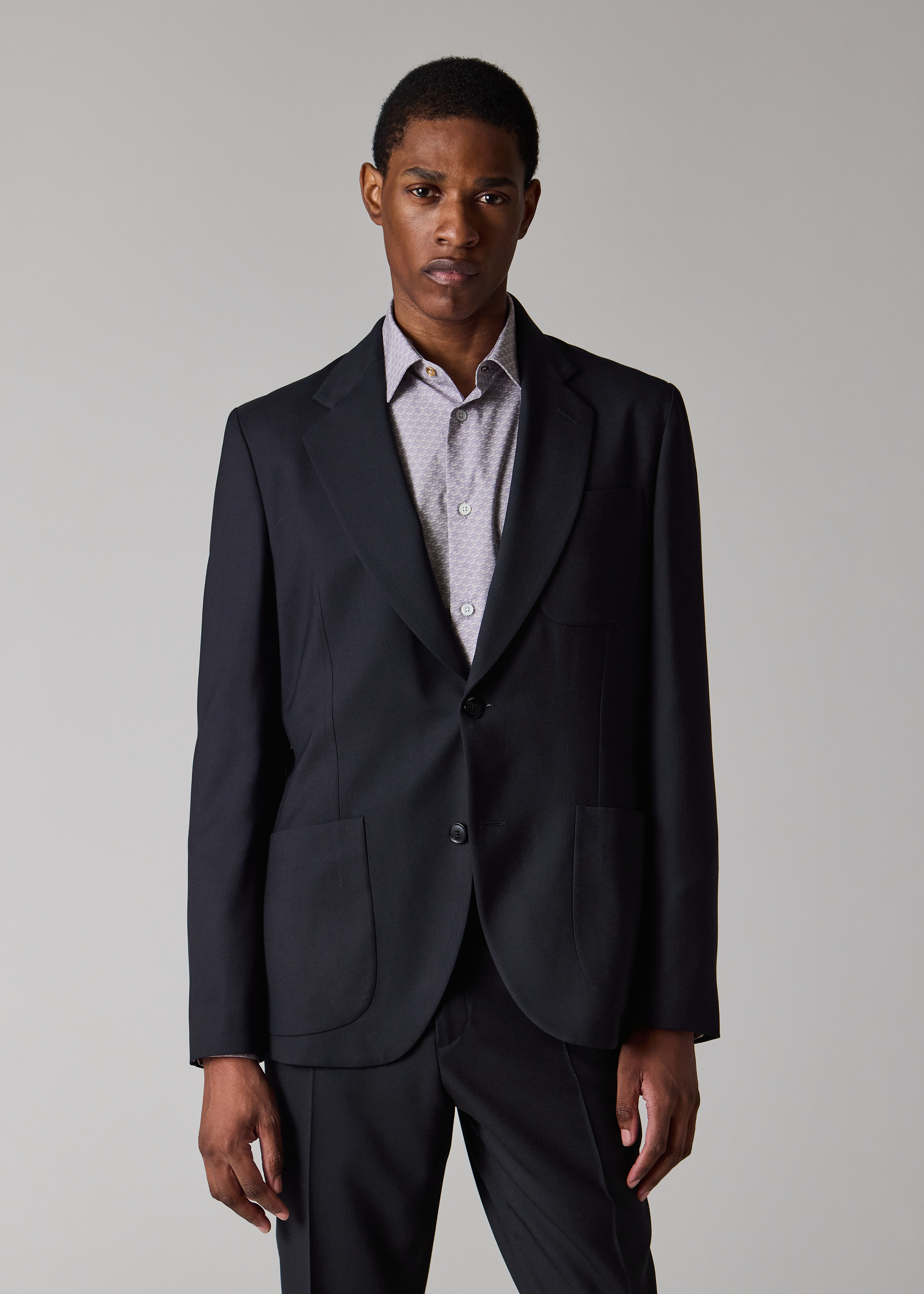 A Suit To Travel In - Navy Wool Patch-Pocket Blazer primary image