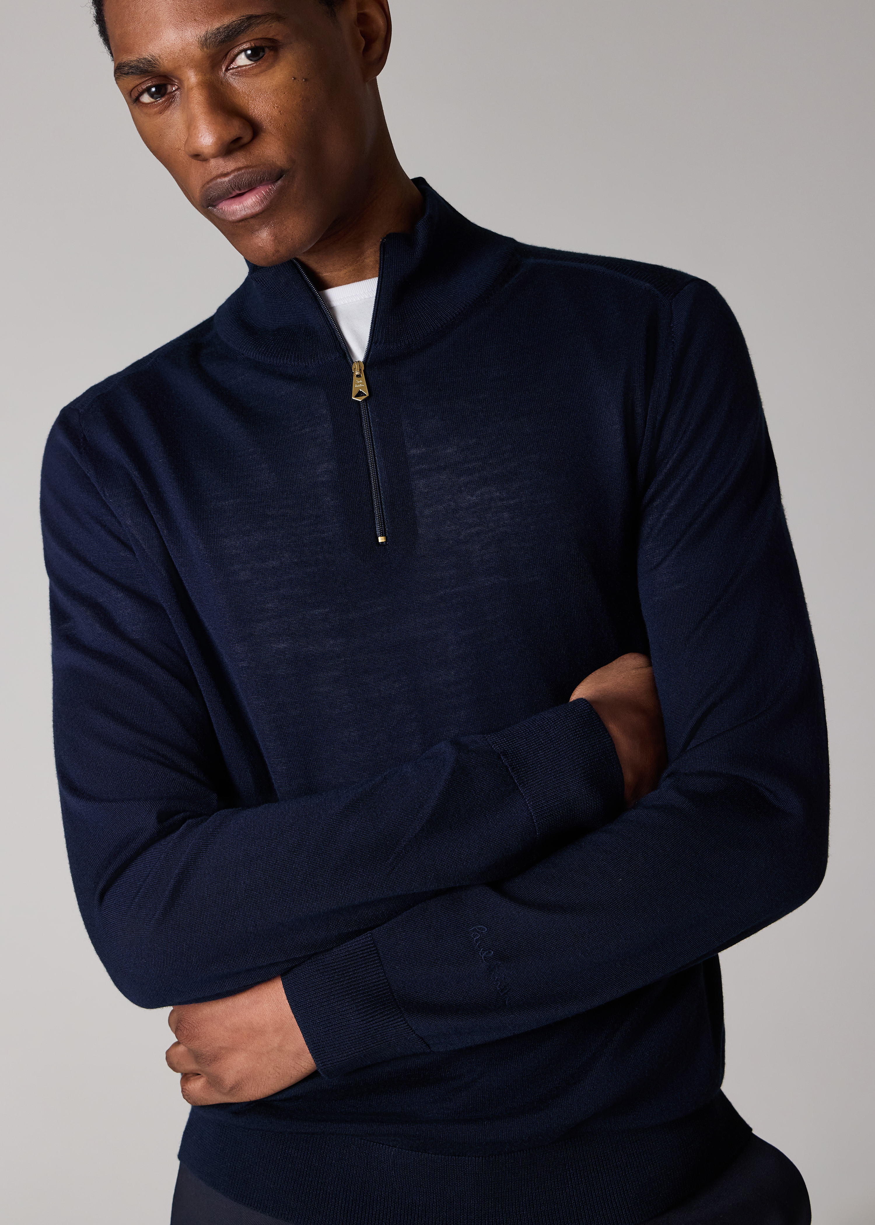 Paul Smith Navy Merino Wool Half-Zip Sweater | King's Cross