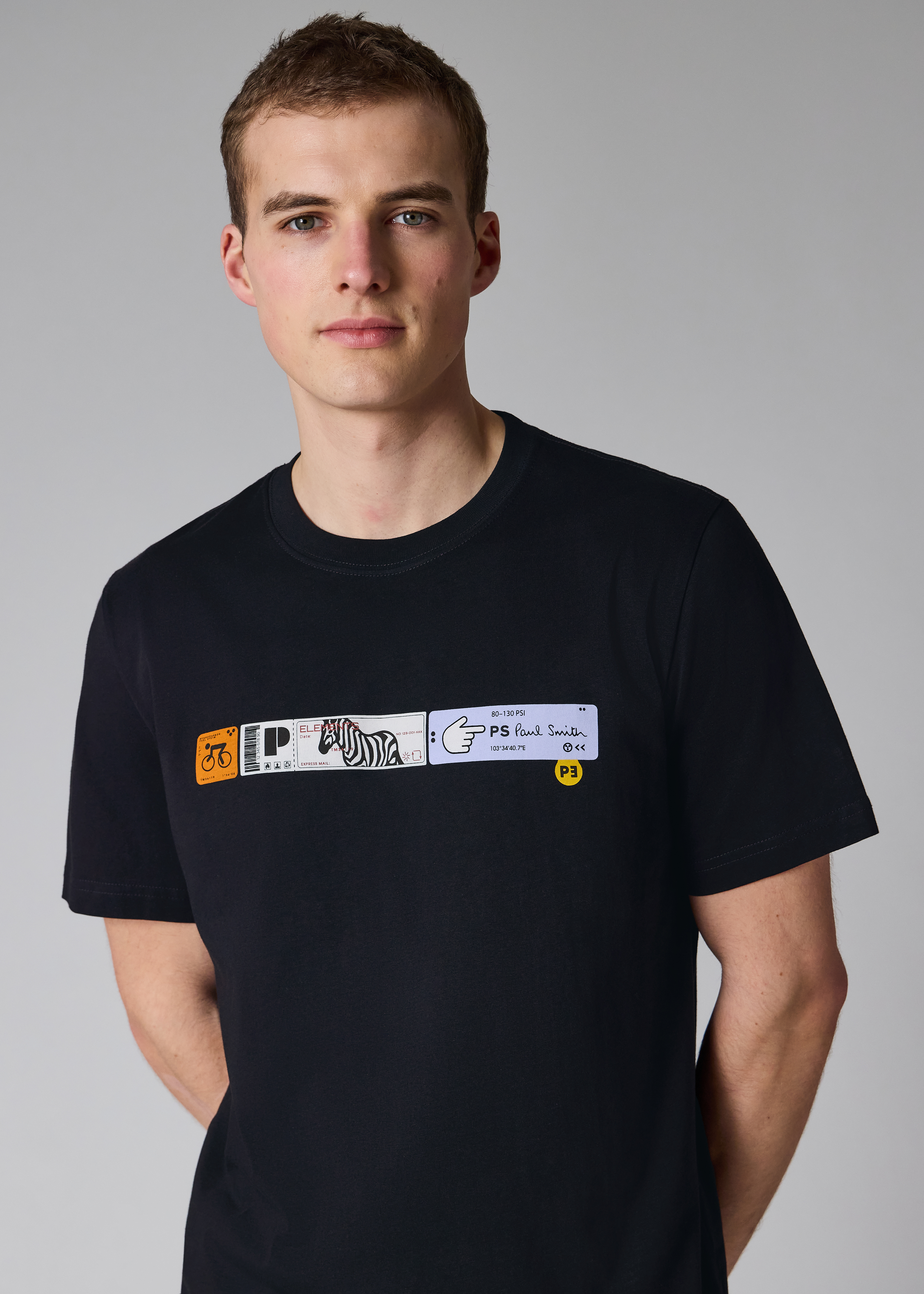 PS Paul Smith Navy 'Jigsaw Zebra' Print T-Shirt | King's Cross